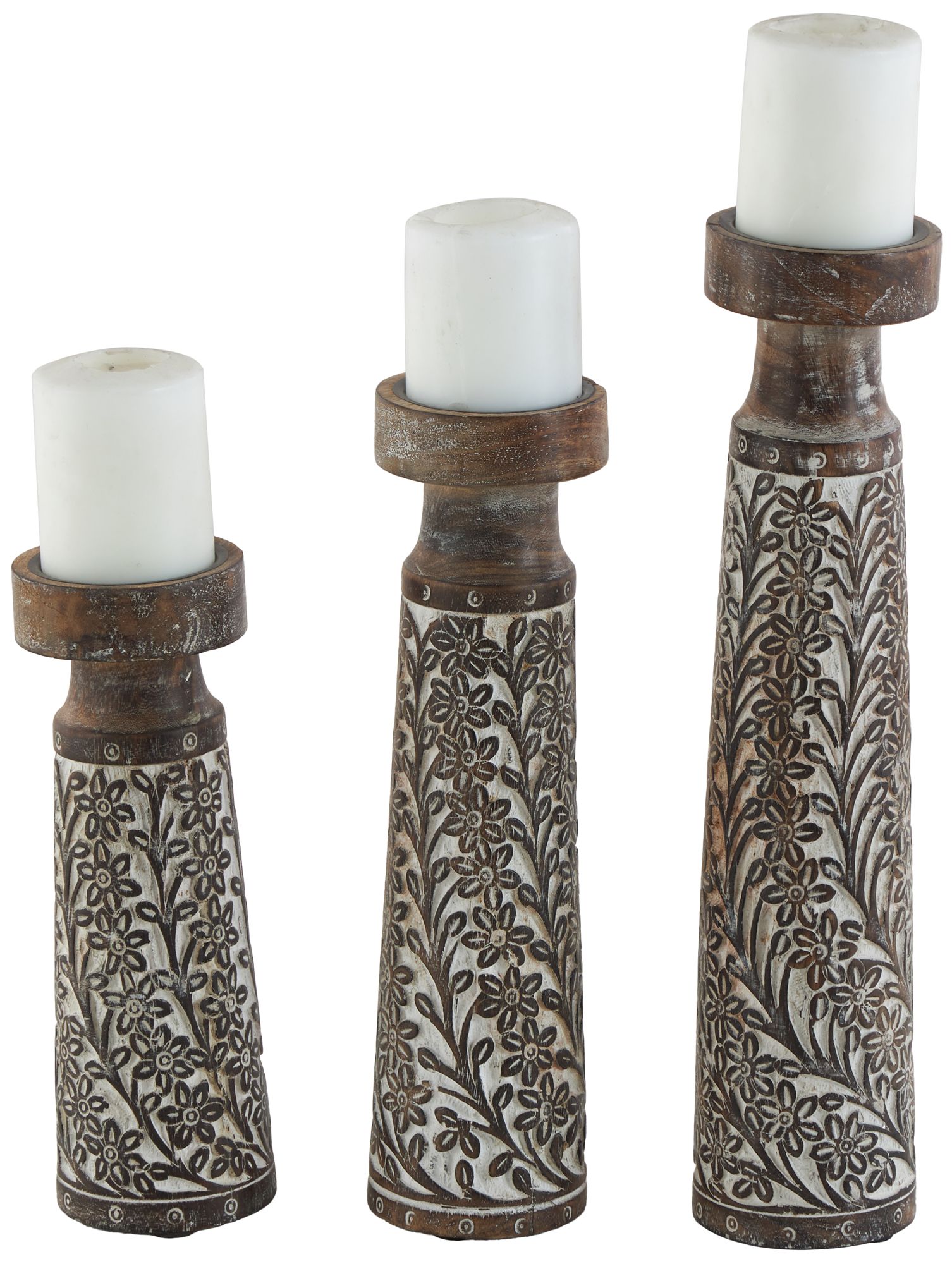 Image 2 Brown Mango Wood Coastal Candle Holder,