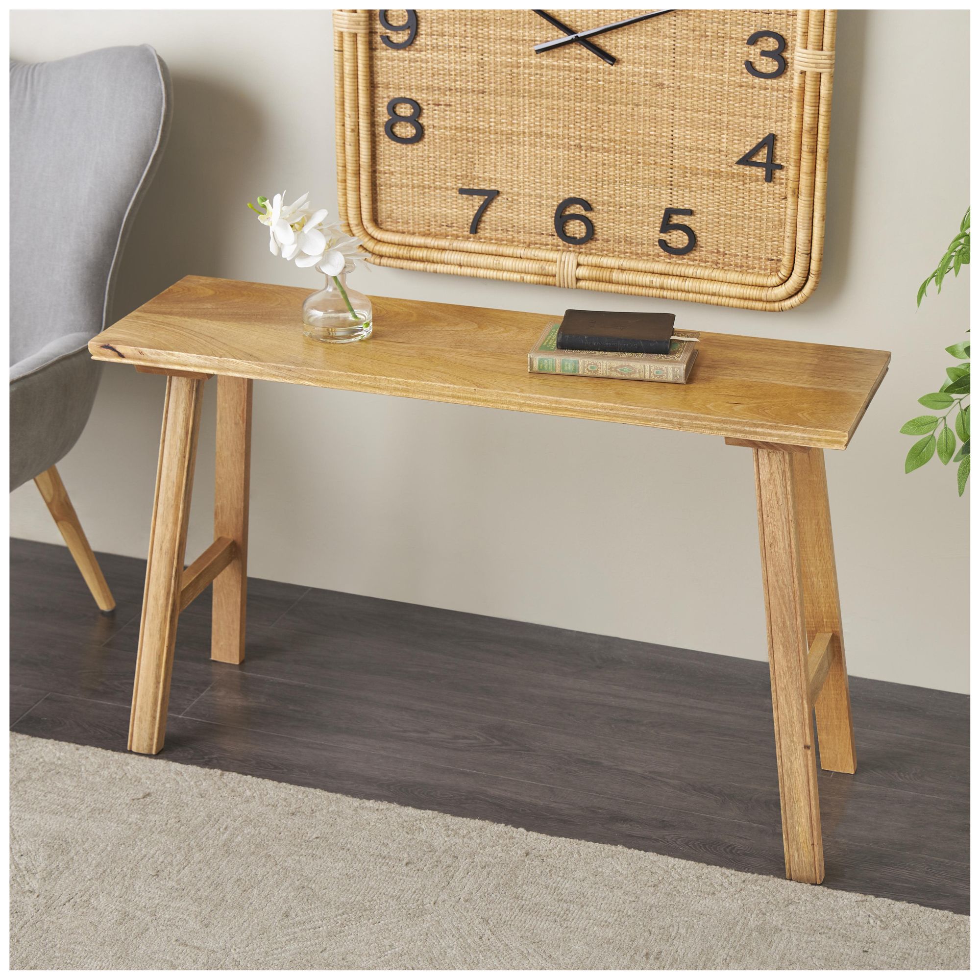 Image 4 Brown Mango Wood Farmhouse Bench, 42" x 13" x 26" more views