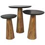 Brown Mango Wood Modern Accent Table, S/3 24", 21", 18"H