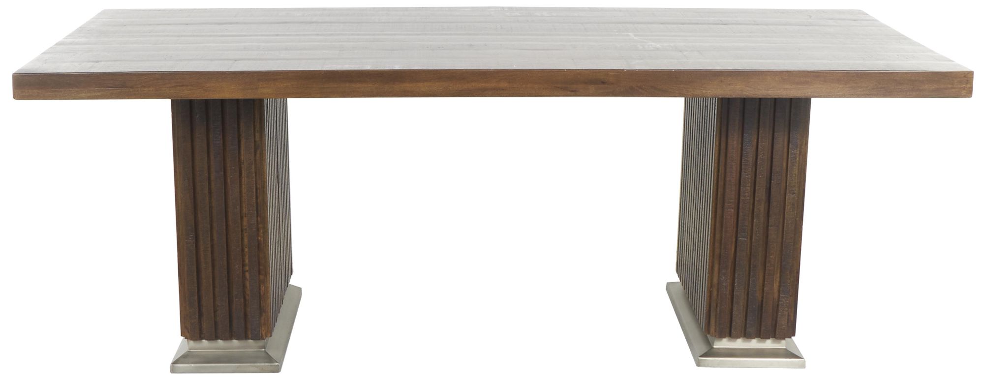 Image 5 Brown Mango Wood Modern Dining Table, 84" x 42" x 30" more views