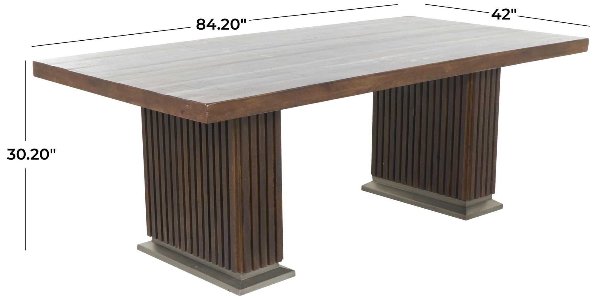 Image 7 Brown Mango Wood Modern Dining Table, 84" x 42" x 30" more views