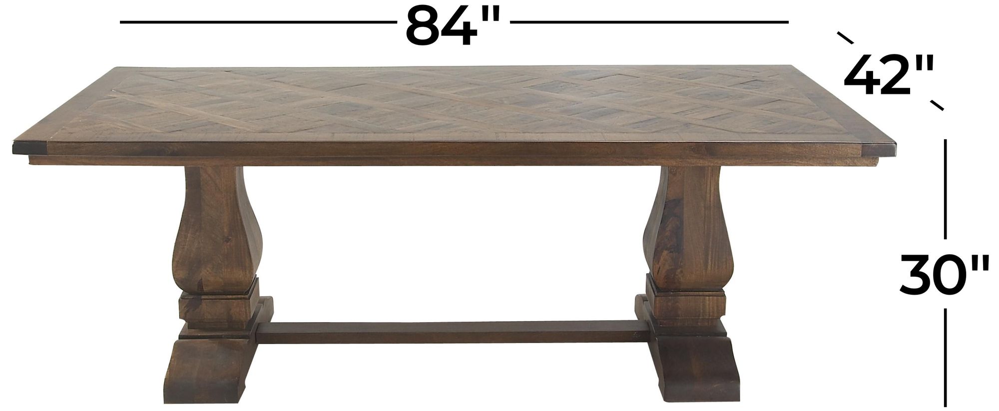 Image 6 Brown Mango Wood Rustic Dining Table, 84" x 42" x 30" more views
