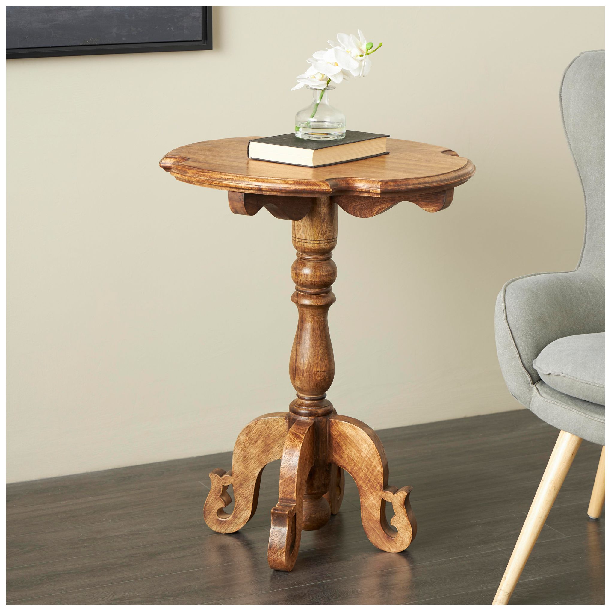 Image 4 Brown Mango Wood Traditional Accent Table, 24" x 24" x 31" more views