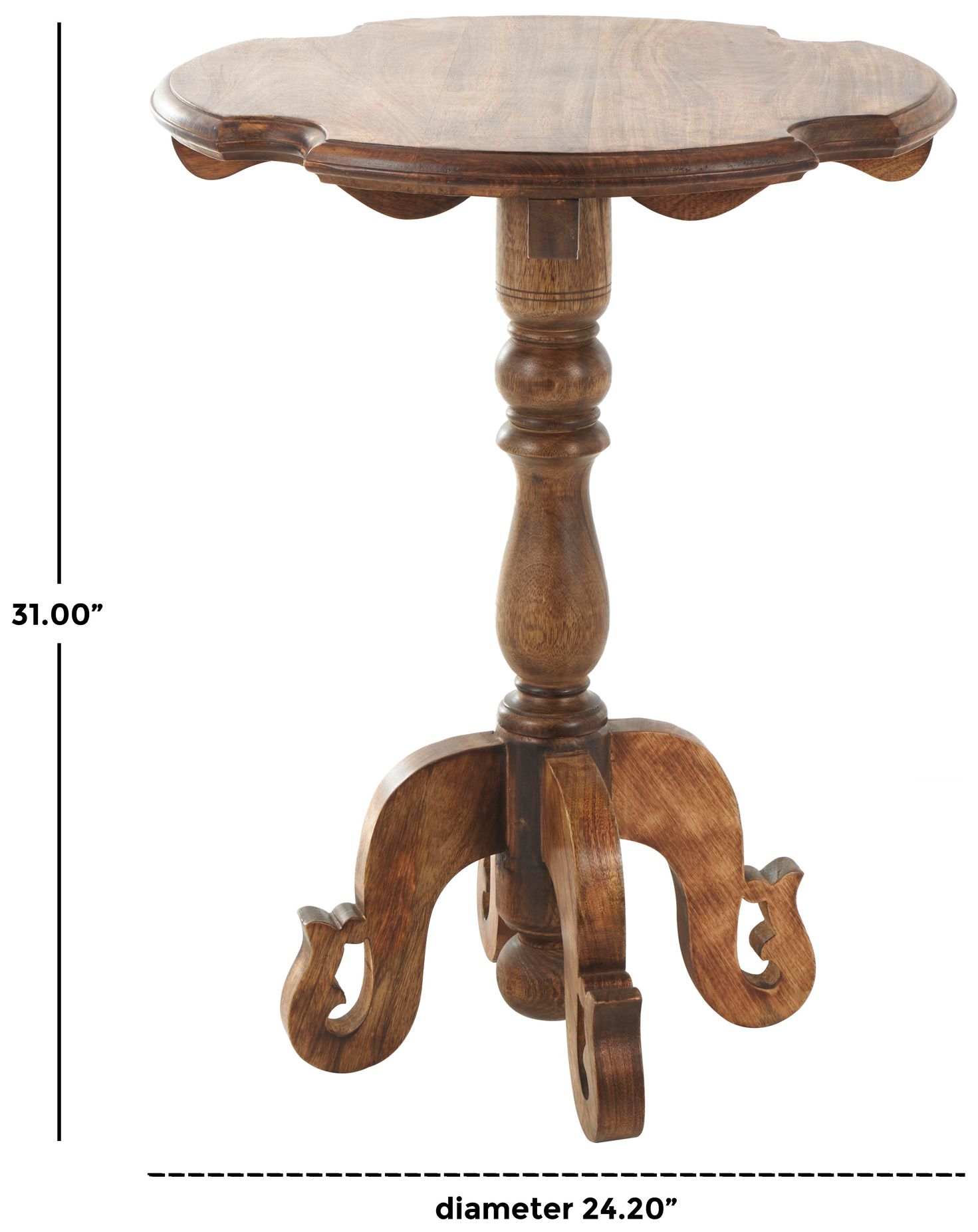 Image 7 Brown Mango Wood Traditional Accent Table, 24" x 24" x 31" more views