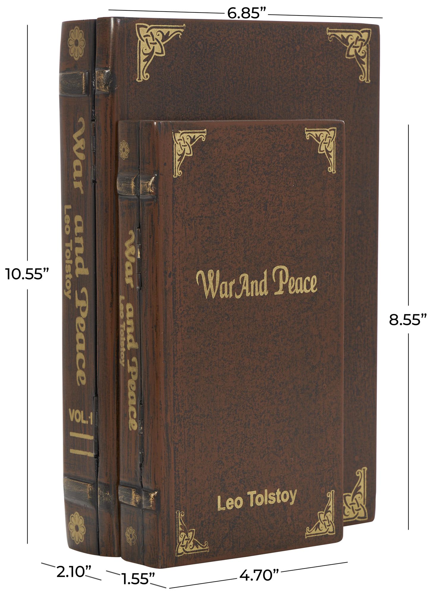 Image 7 Brown Mango Wood Traditional Box, S/2 11", 9"W more views