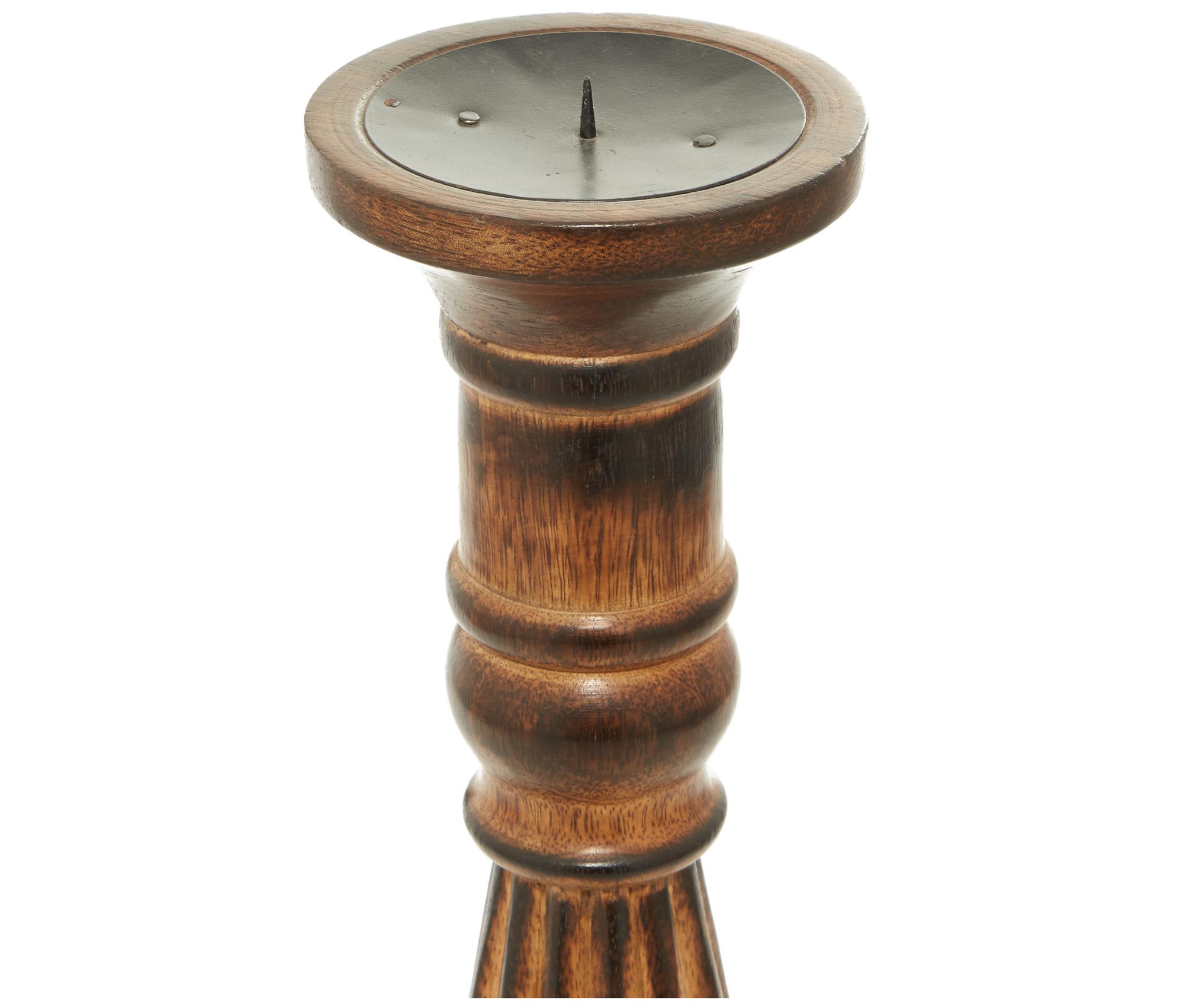 Image 3 Brown Mango Wood Traditional Candle Hold more views