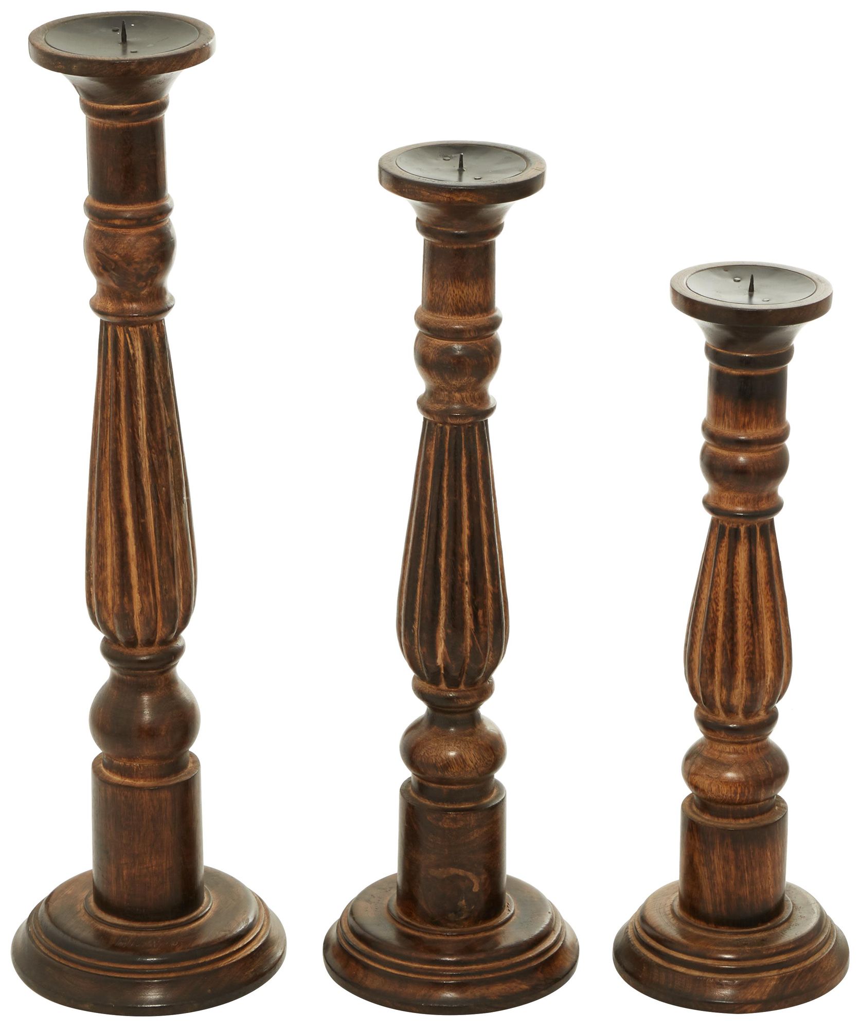 Image 5 Brown Mango Wood Traditional Candle Hold more views