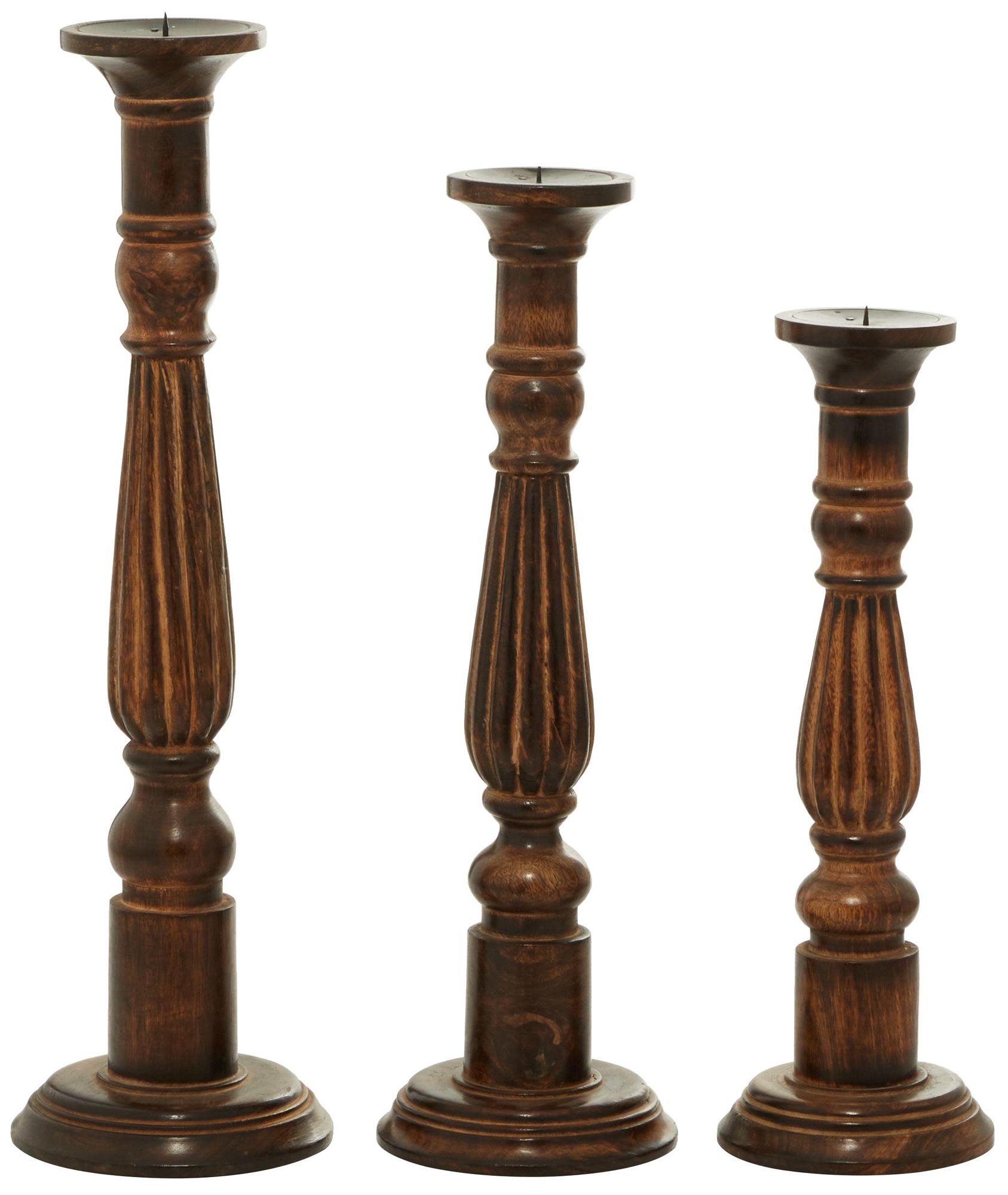 Image 6 Brown Mango Wood Traditional Candle Hold more views