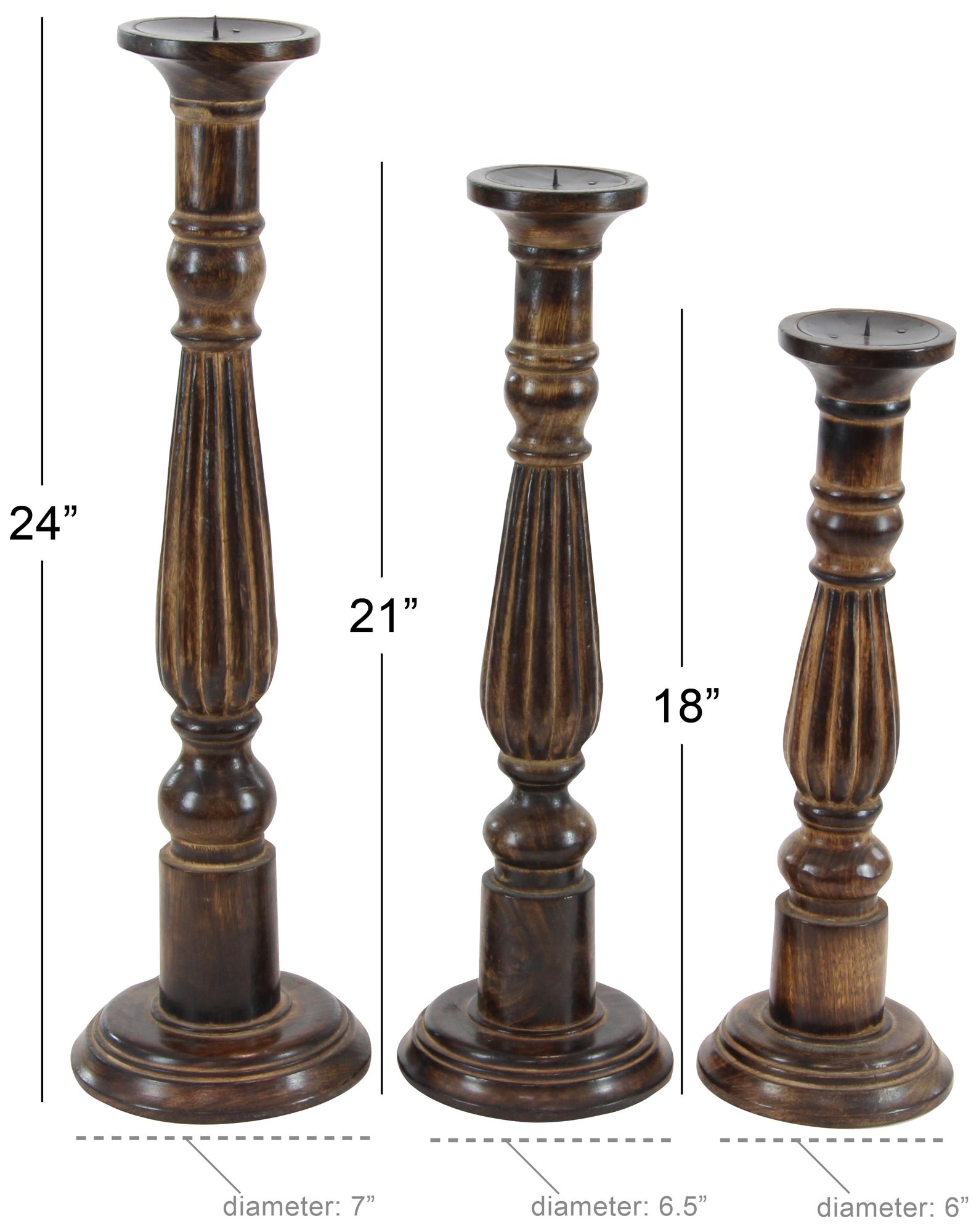 Image 7 Brown Mango Wood Traditional Candle Hold more views