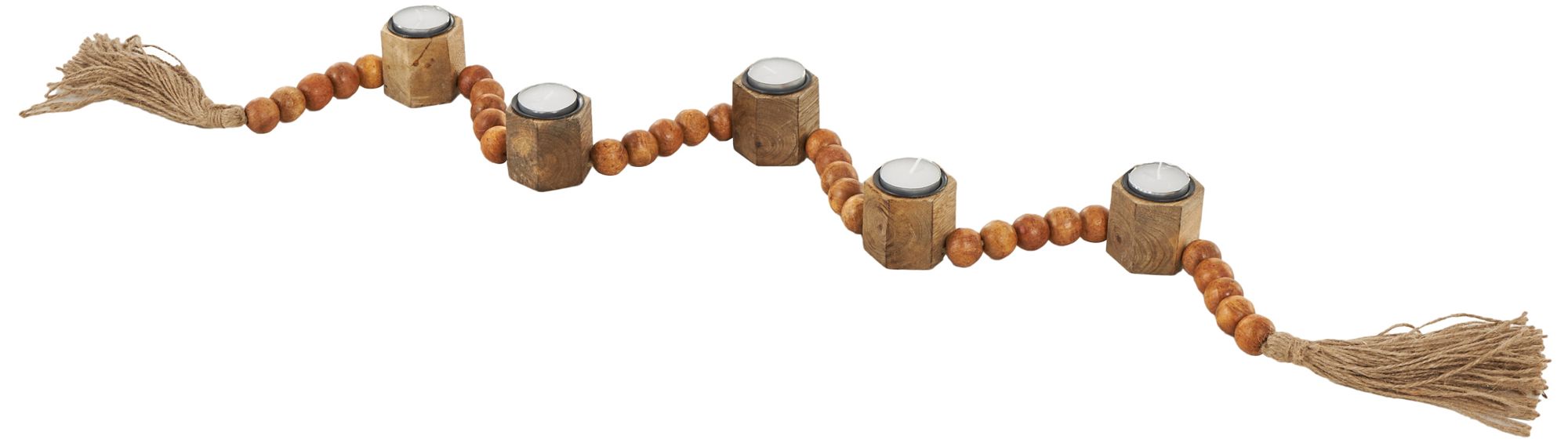 Image 2 Brown Mango Wood Traditional Candle Hold