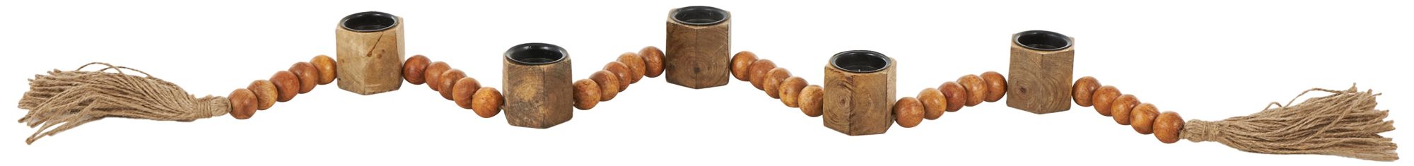 Image 6 Brown Mango Wood Traditional Candle Hold more views