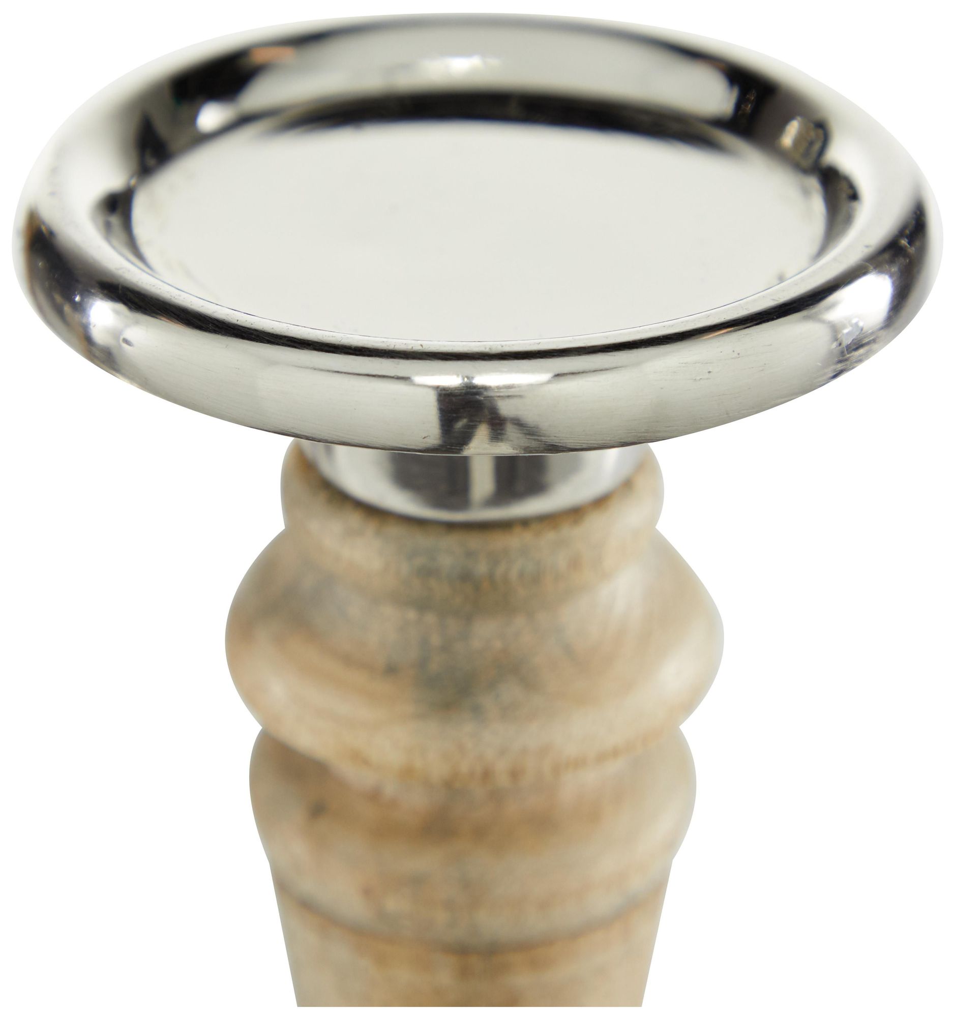 Image 3 Brown Mango Wood Traditional Candle Holder, S/3 9", 12", 15"H more views
