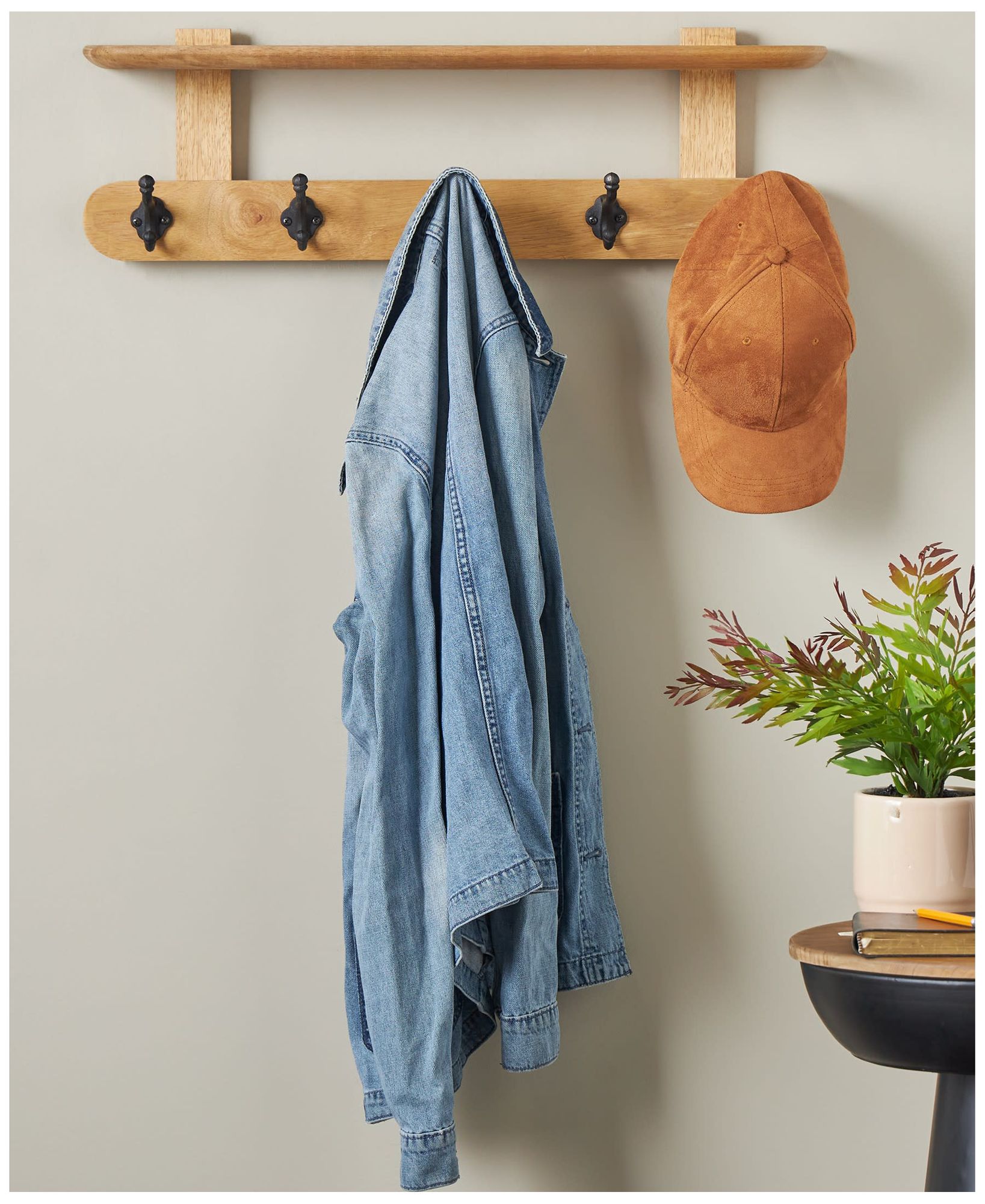 Image 4 Brown Mango Wood Traditional Wall Hook, 26" x 6" x 8" more views