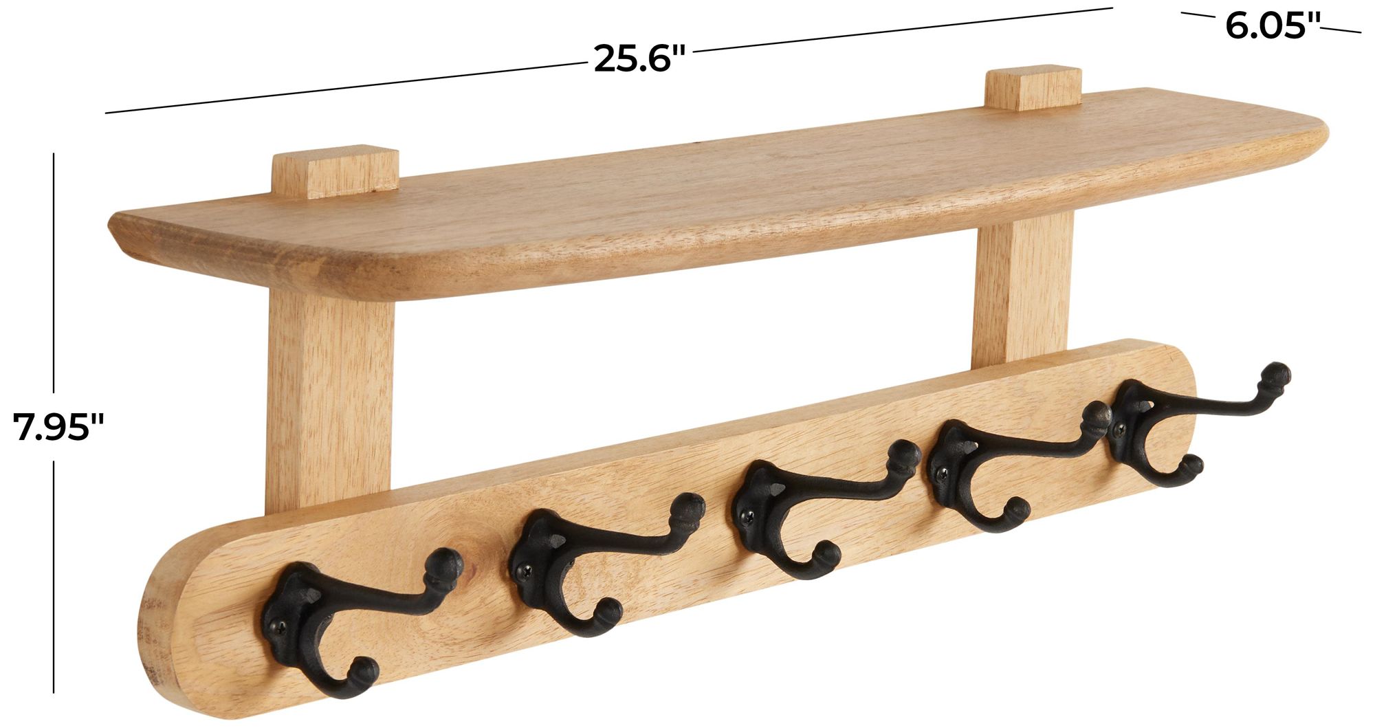 Image 7 Brown Mango Wood Traditional Wall Hook, 26" x 6" x 8" more views