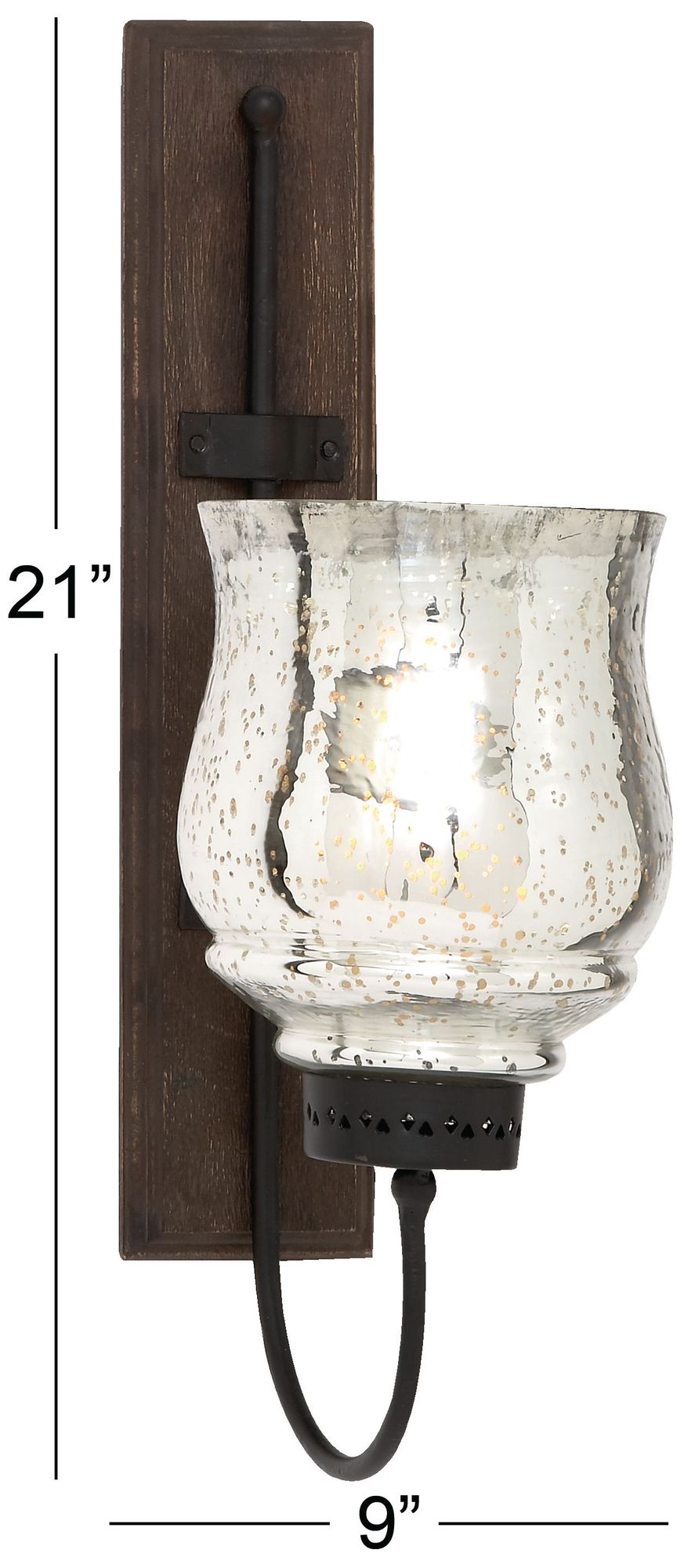 Image 7 Brown Mango Wood Traditional Wall Sconce, 9" x 4" x 21" more views