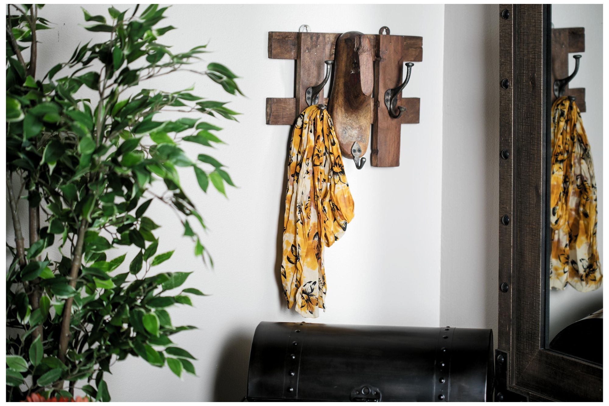 Image 2 Brown Mango Wood Vintage Wall Hook, 14" x 5" x 11" more views