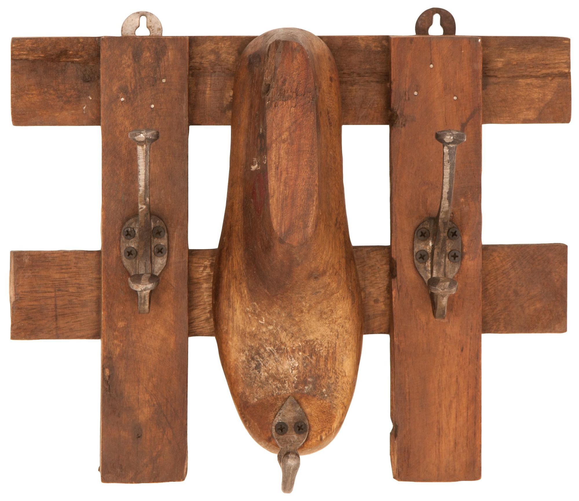 Image 3 Brown Mango Wood Vintage Wall Hook, 14" x 5" x 11" more views