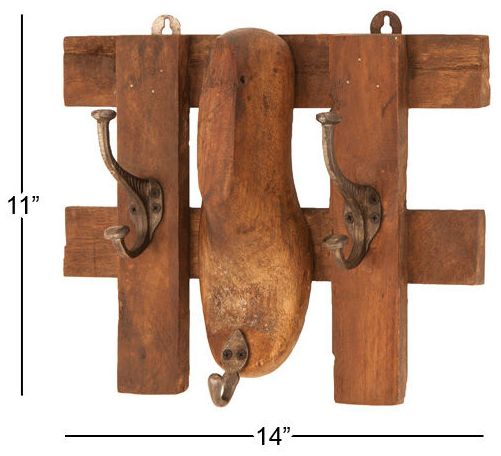 Image 4 Brown Mango Wood Vintage Wall Hook, 14" x 5" x 11" more views