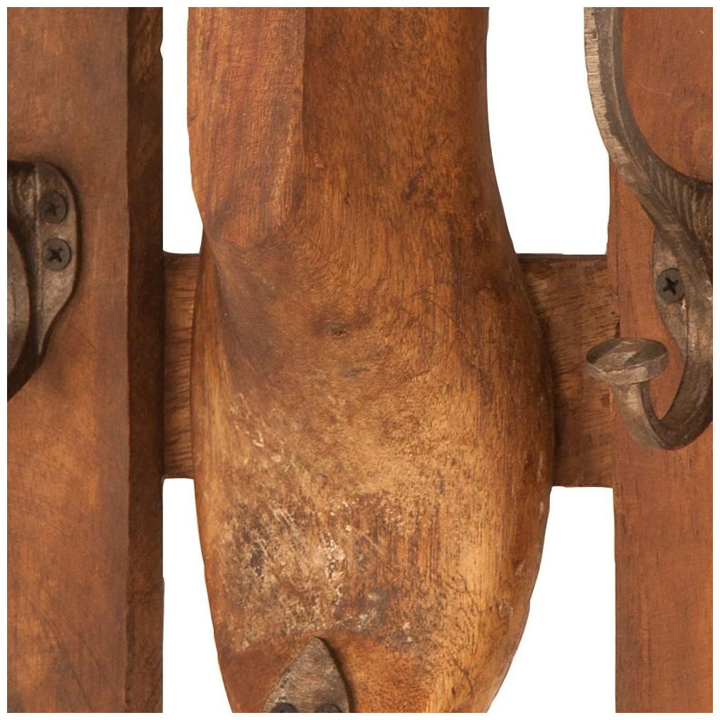 Image 5 Brown Mango Wood Vintage Wall Hook, 14" x 5" x 11" more views