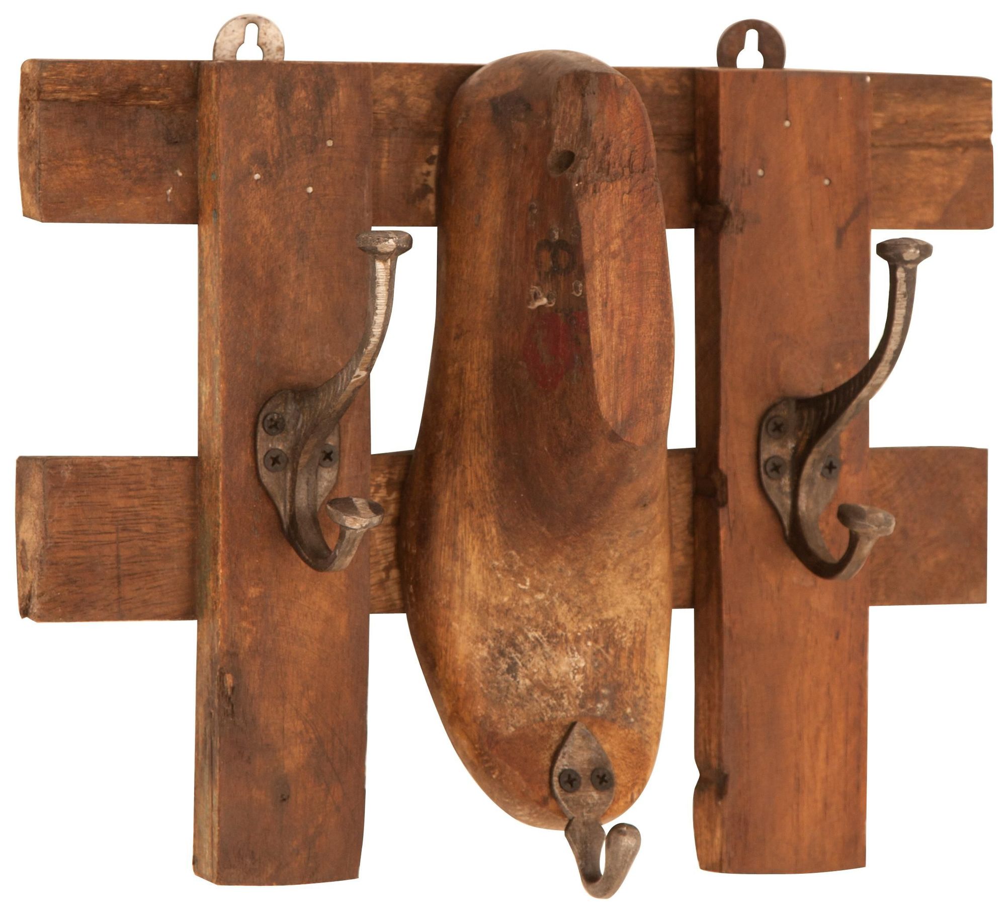 Image 6 Brown Mango Wood Vintage Wall Hook, 14" x 5" x 11" more views