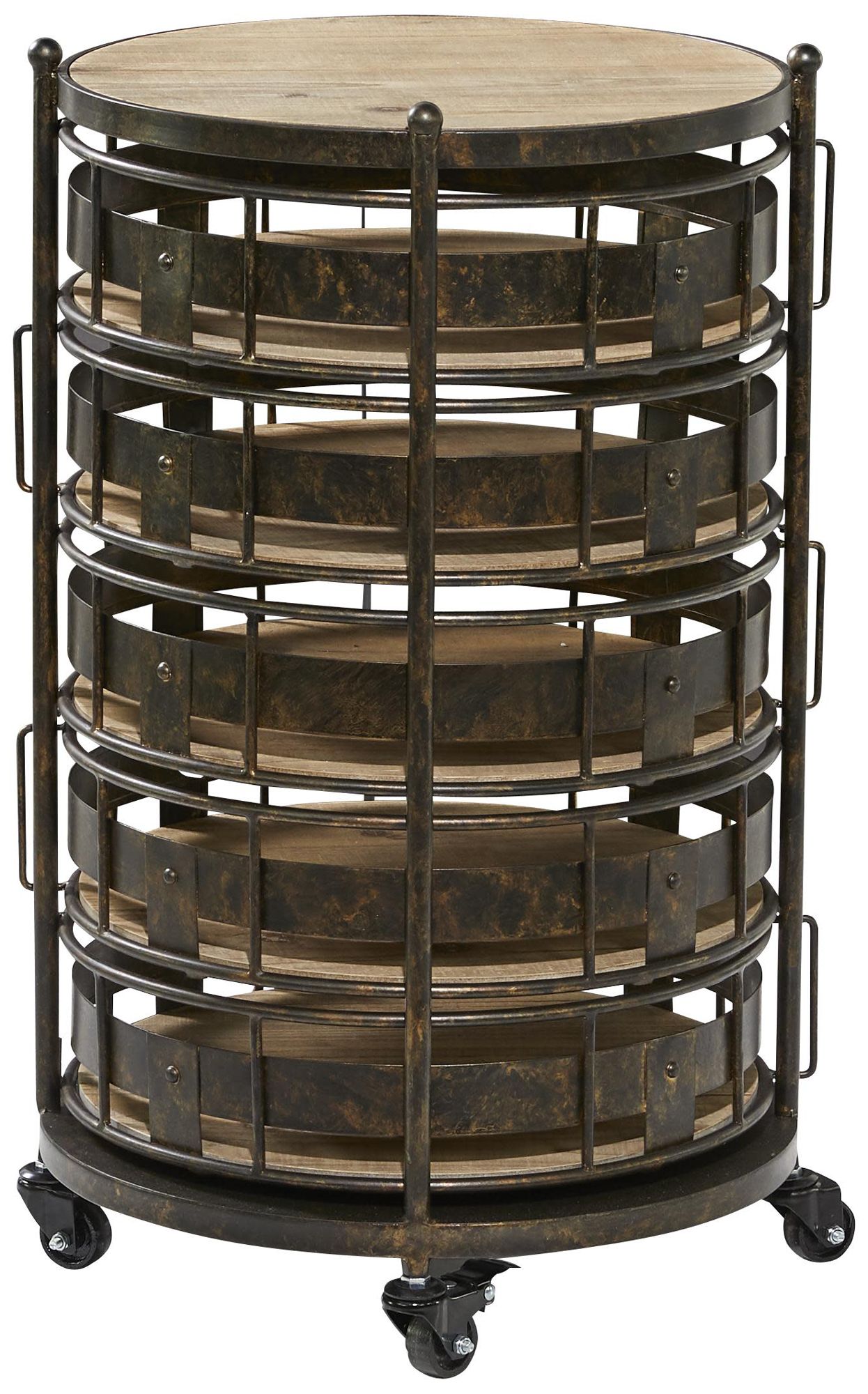 Image 5 Brown Metal Farmhouse Bar Cart, 17" x 17" x 28" more views