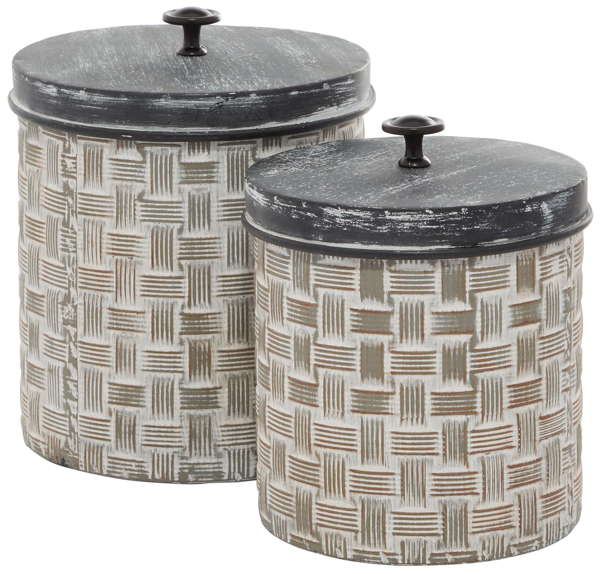 Image 2 Brown Metal Farmhouse Decorative Jars, S/2 9", 8"H