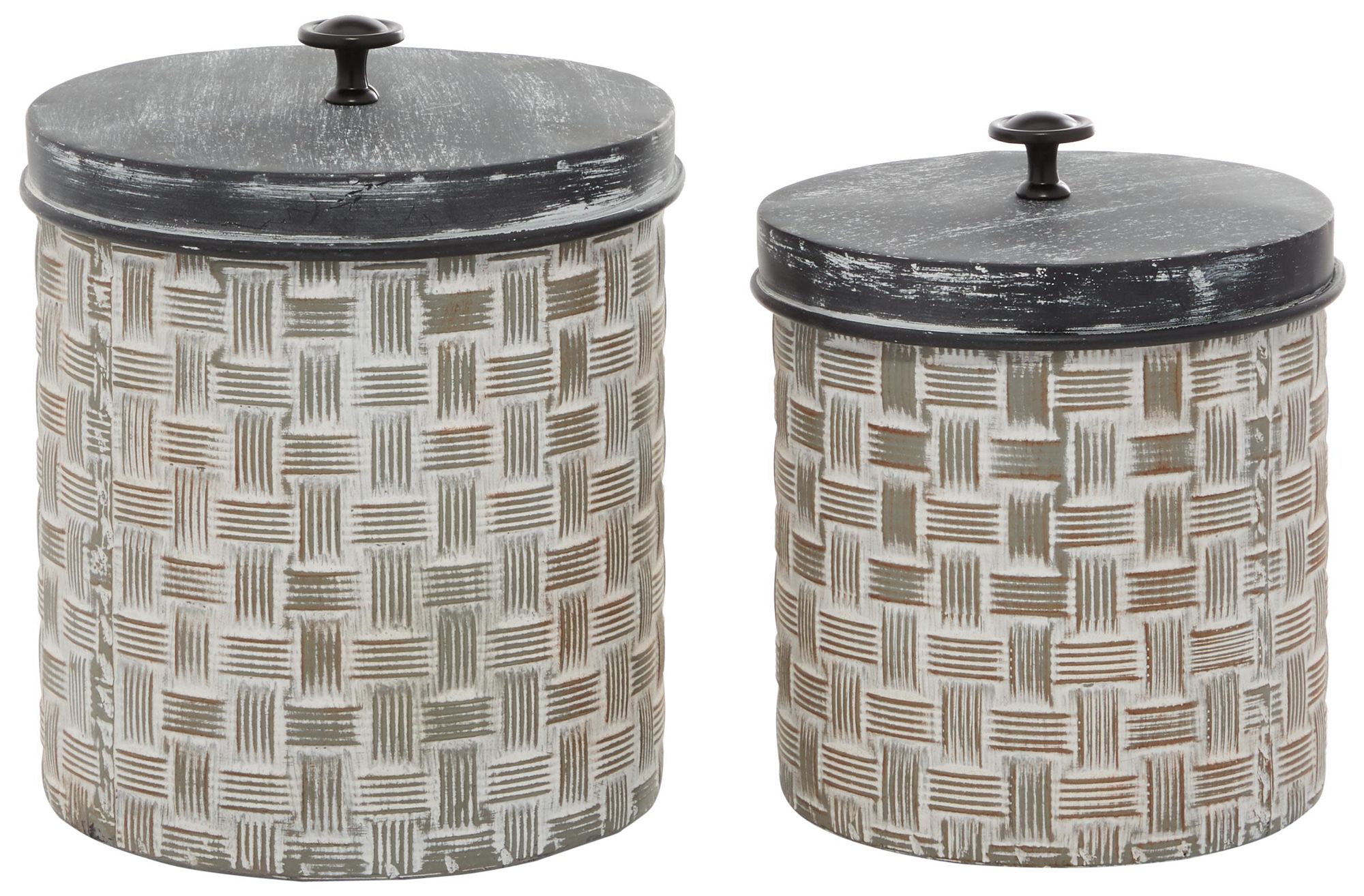 Image 5 Brown Metal Farmhouse Decorative Jars, S/2 9", 8"H more views