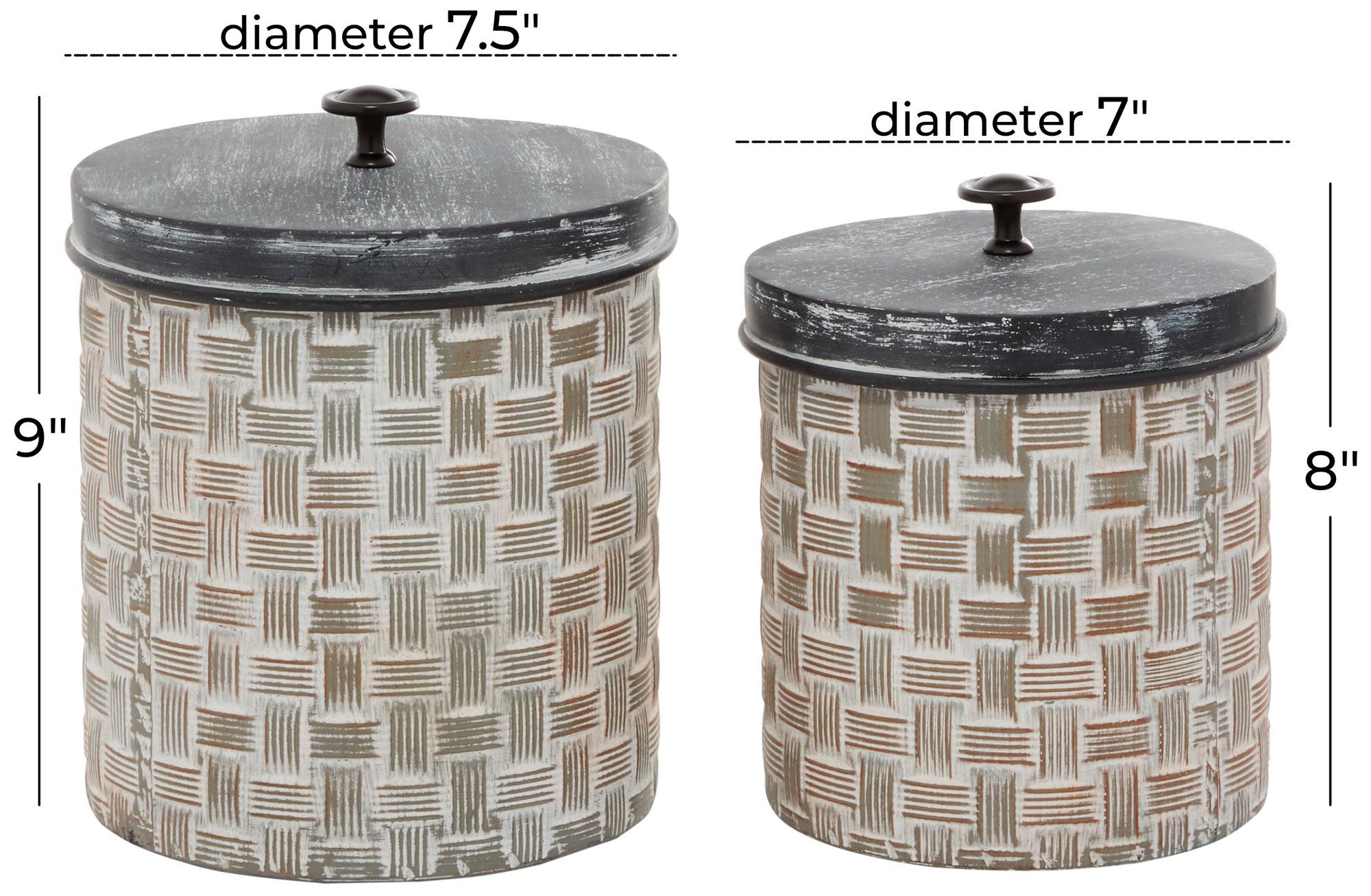 Image 6 Brown Metal Farmhouse Decorative Jars, S/2 9", 8"H more views