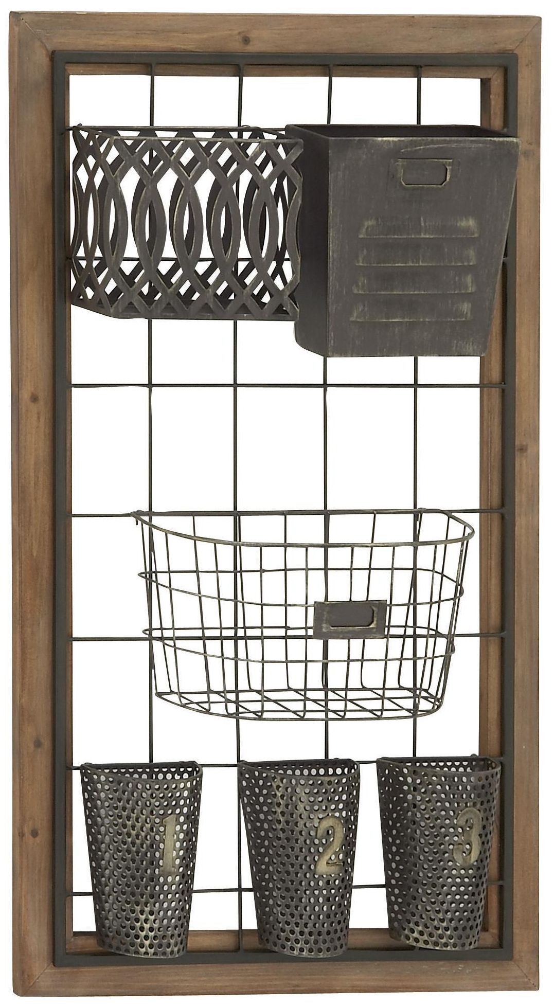 Brown Metal Farmhouse Magazine Rack Holder, 20" x 4" x 32"