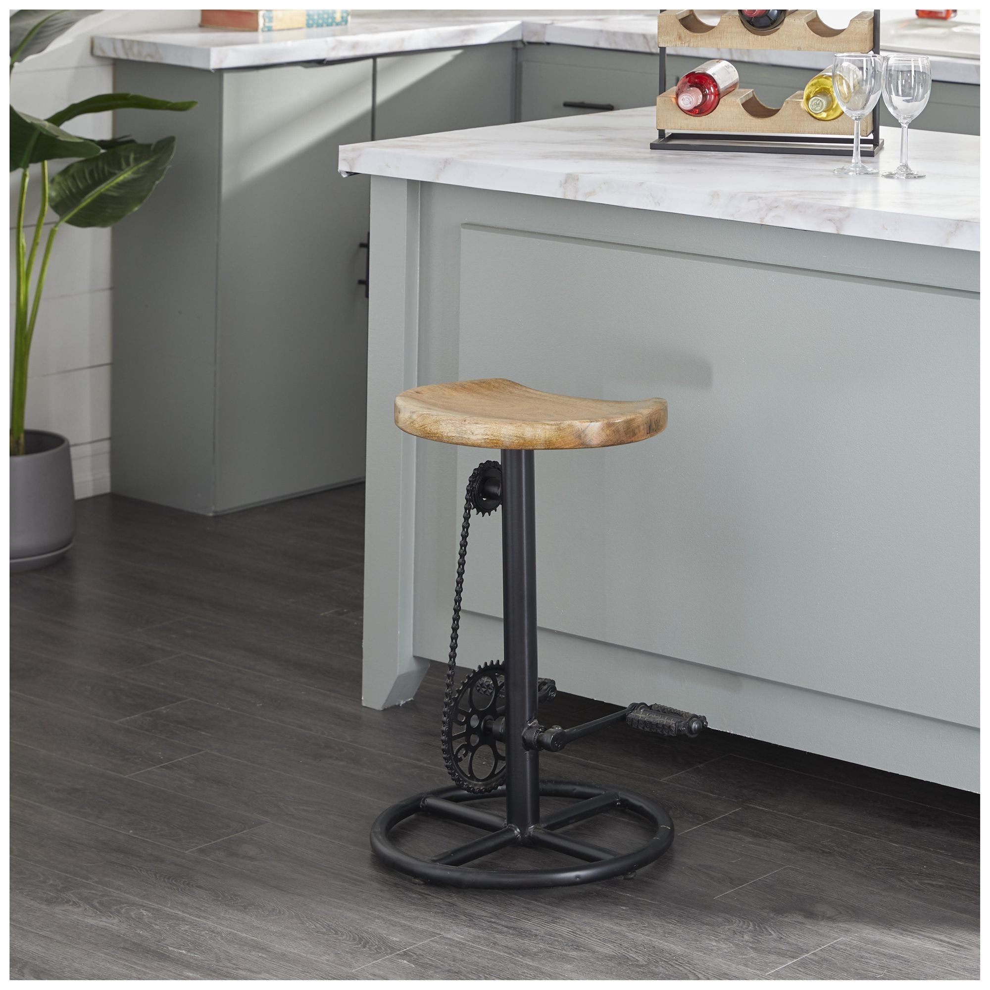 Image 4 Brown Metal Industrial Counter Stool, 17" x 17" x 25" more views