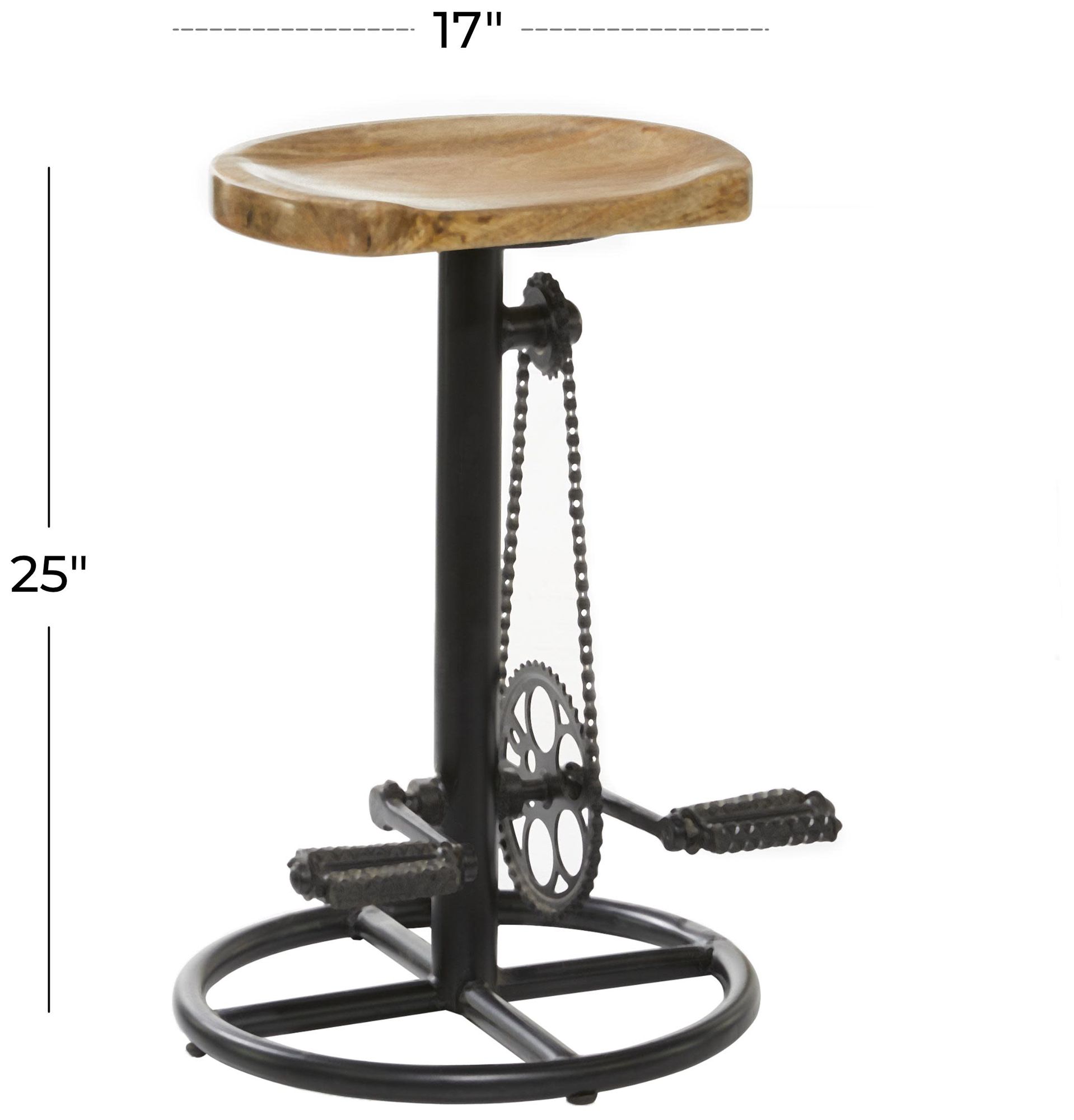 Image 7 Brown Metal Industrial Counter Stool, 17" x 17" x 25" more views