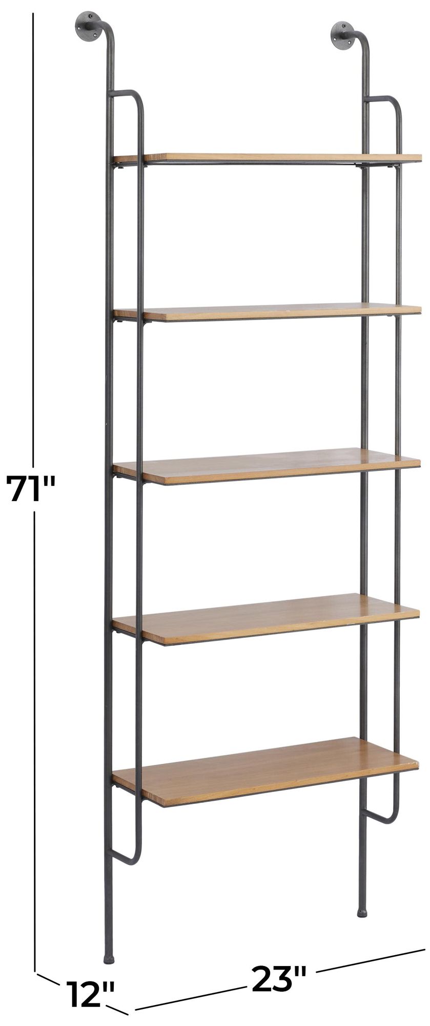 Image 7 Brown Metal Industrial Wall Shelf, 23" x 12" x 71" more views