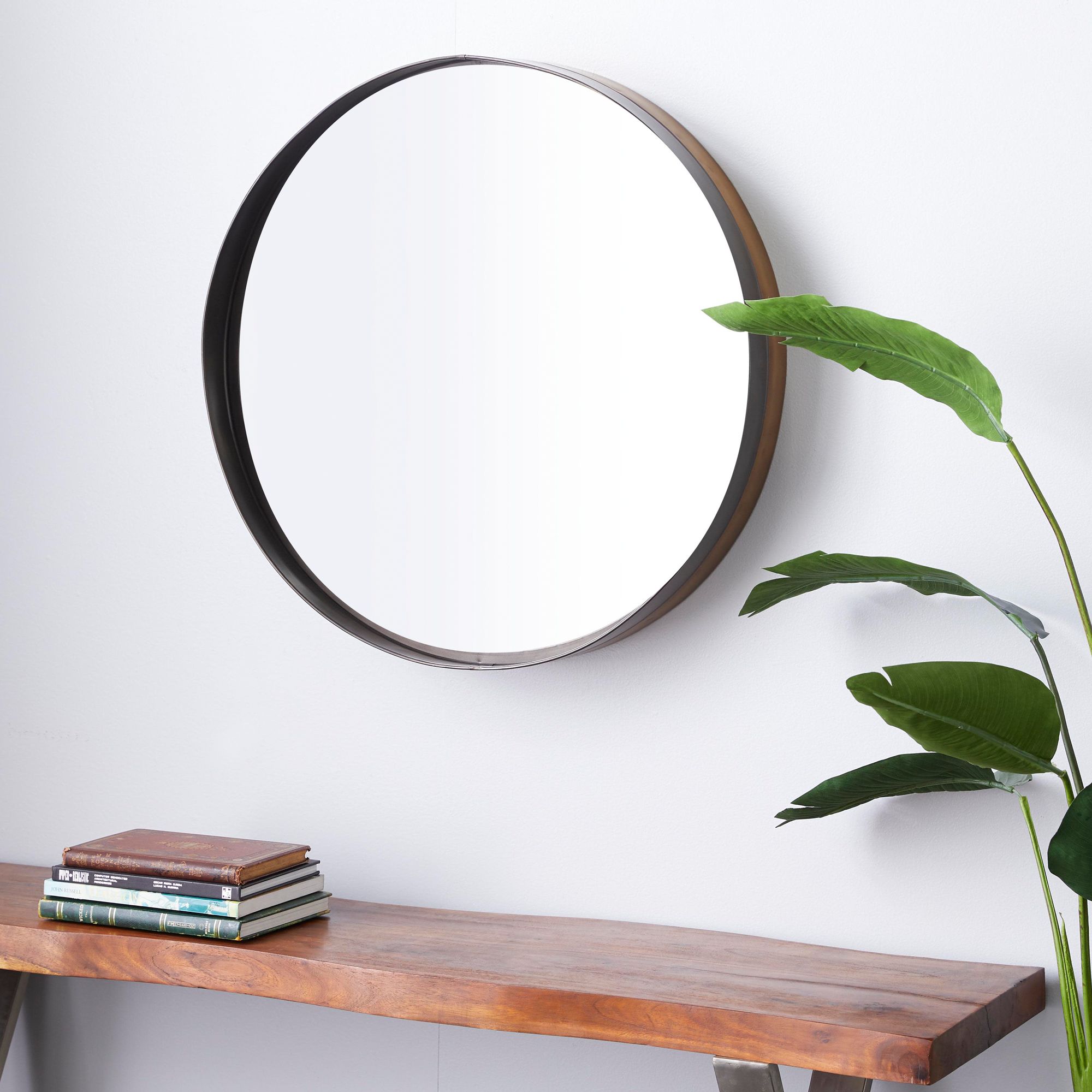 Image 4 Brown Metal Modern Wall Mirror, 32" x 5" x 32" more views