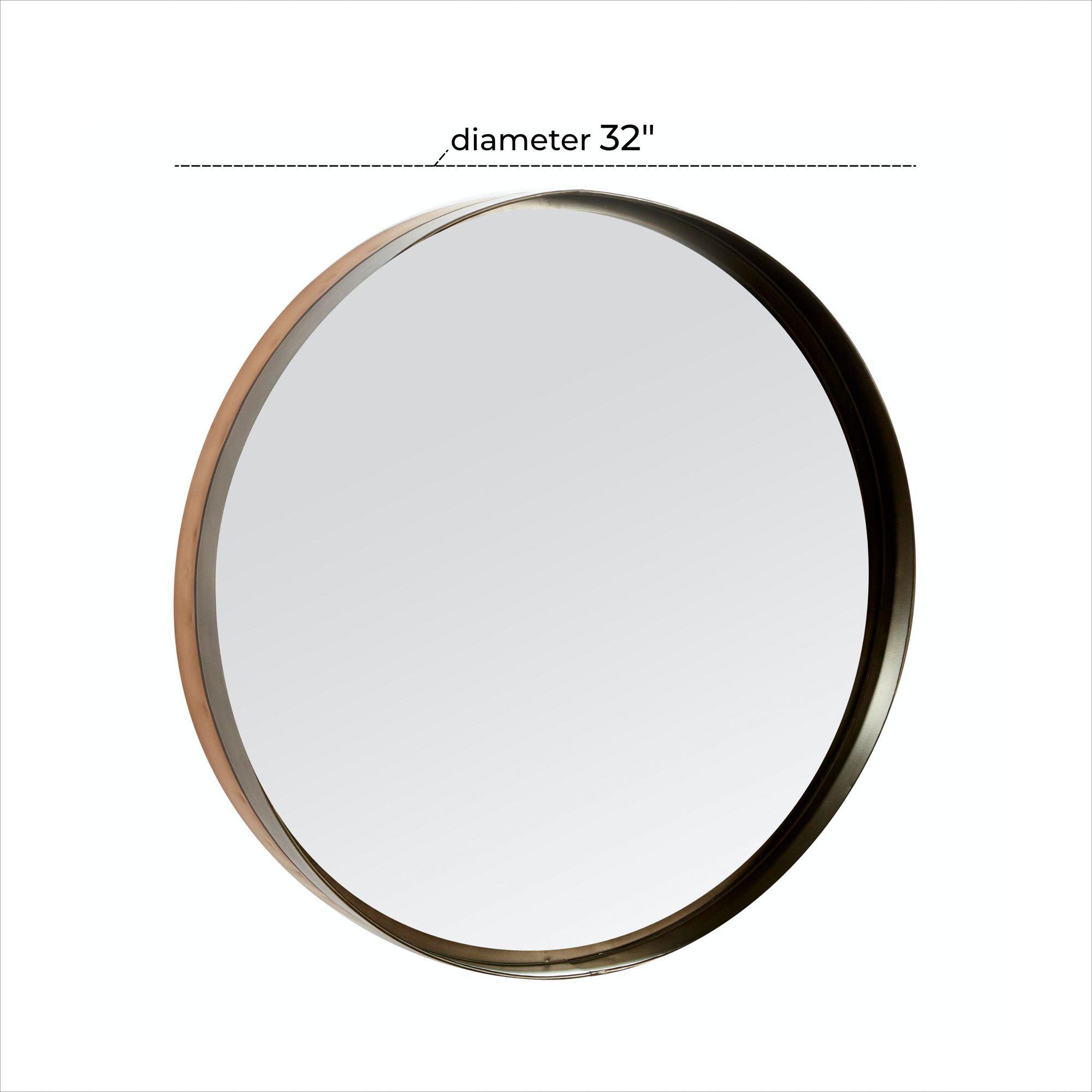 Image 7 Brown Metal Modern Wall Mirror, 32" x 5" x 32" more views
