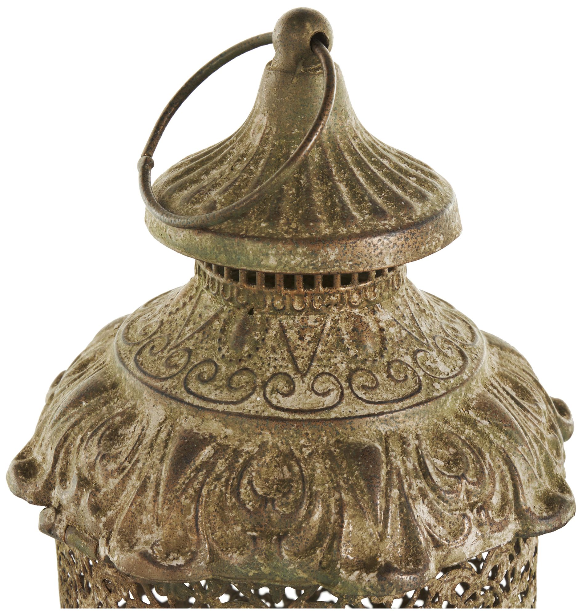 Image 3 Brown Metal Rustic Candle Lantern, S/2 14", 10"H more views