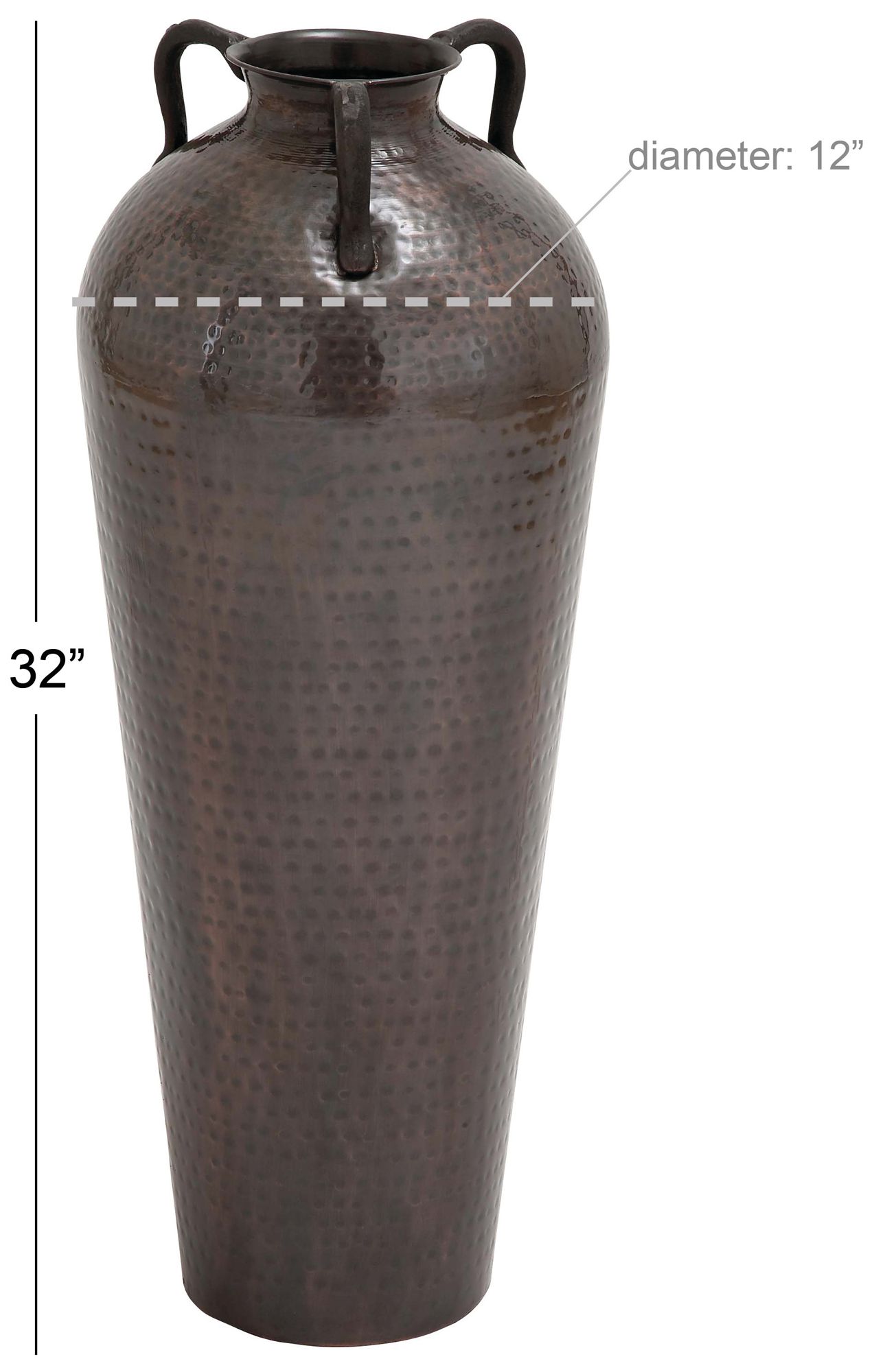 Image 6 Brown Metal Rustic Vase, 12" x 12" x 32" more views