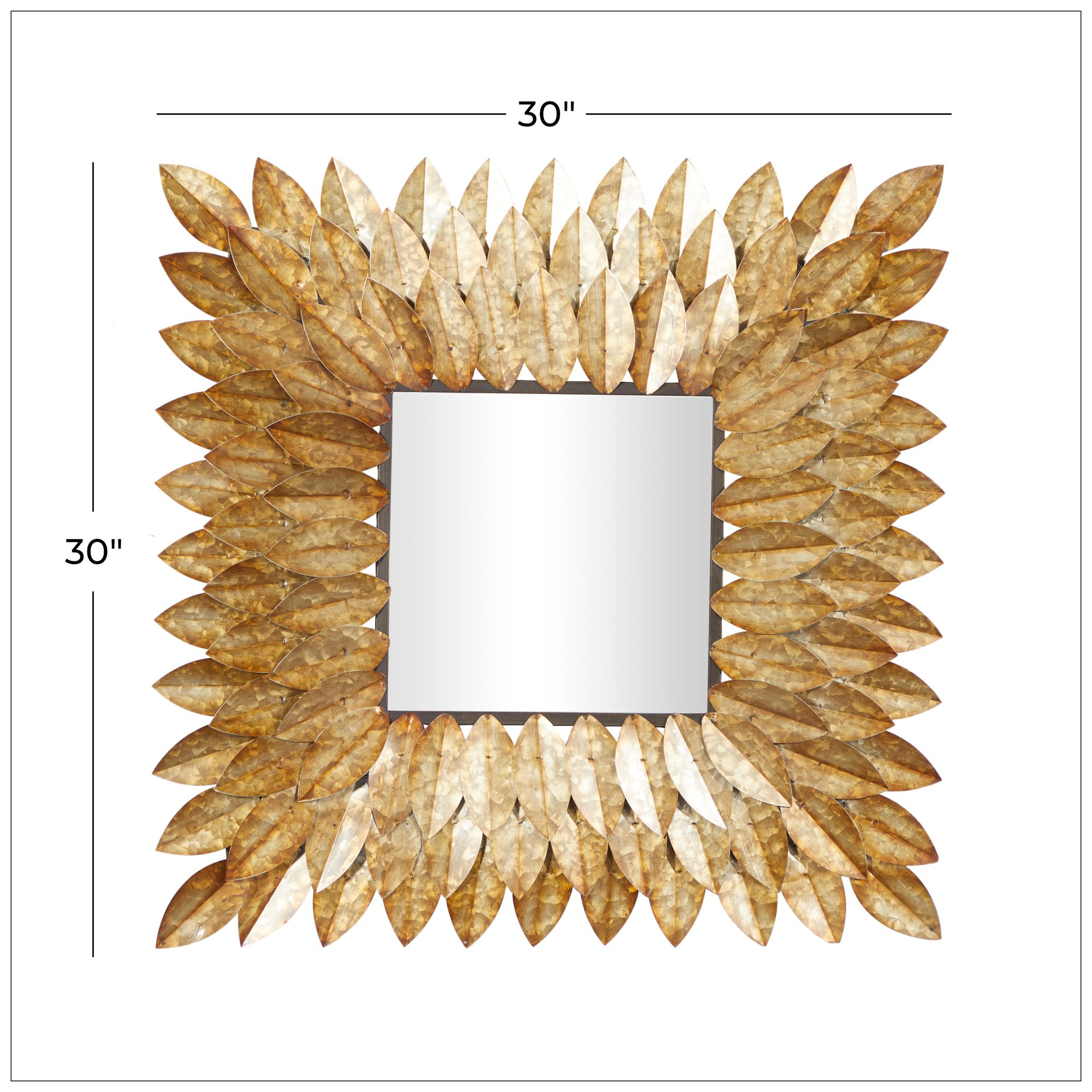 Image 6 Brown Metal Rustic Wall Mirror, 30" x 1" x 30" more views