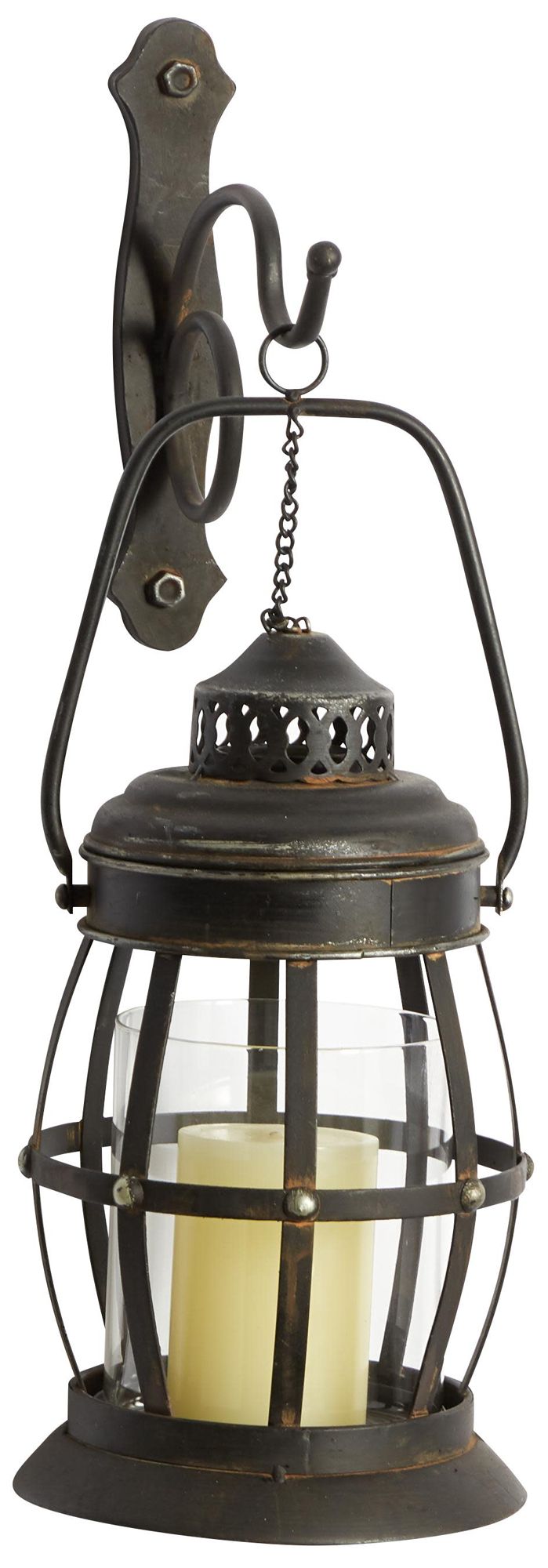 Image 2 Brown Metal Rustic Wall Sconce, 7" x 10" x 19"