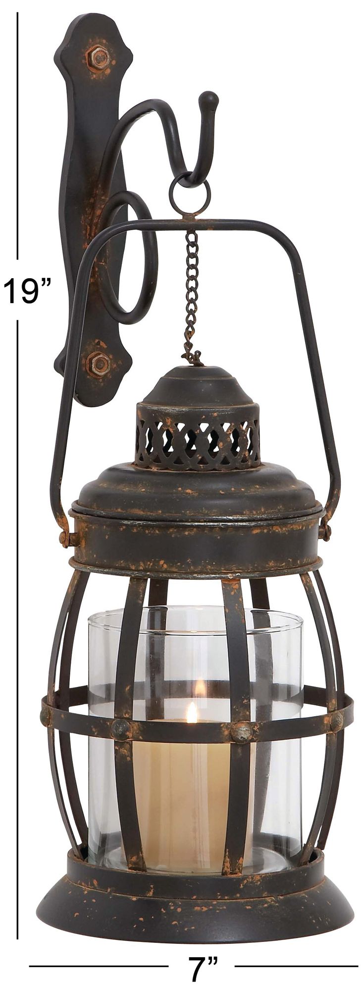 Image 7 Brown Metal Rustic Wall Sconce, 7" x 10" x 19" more views