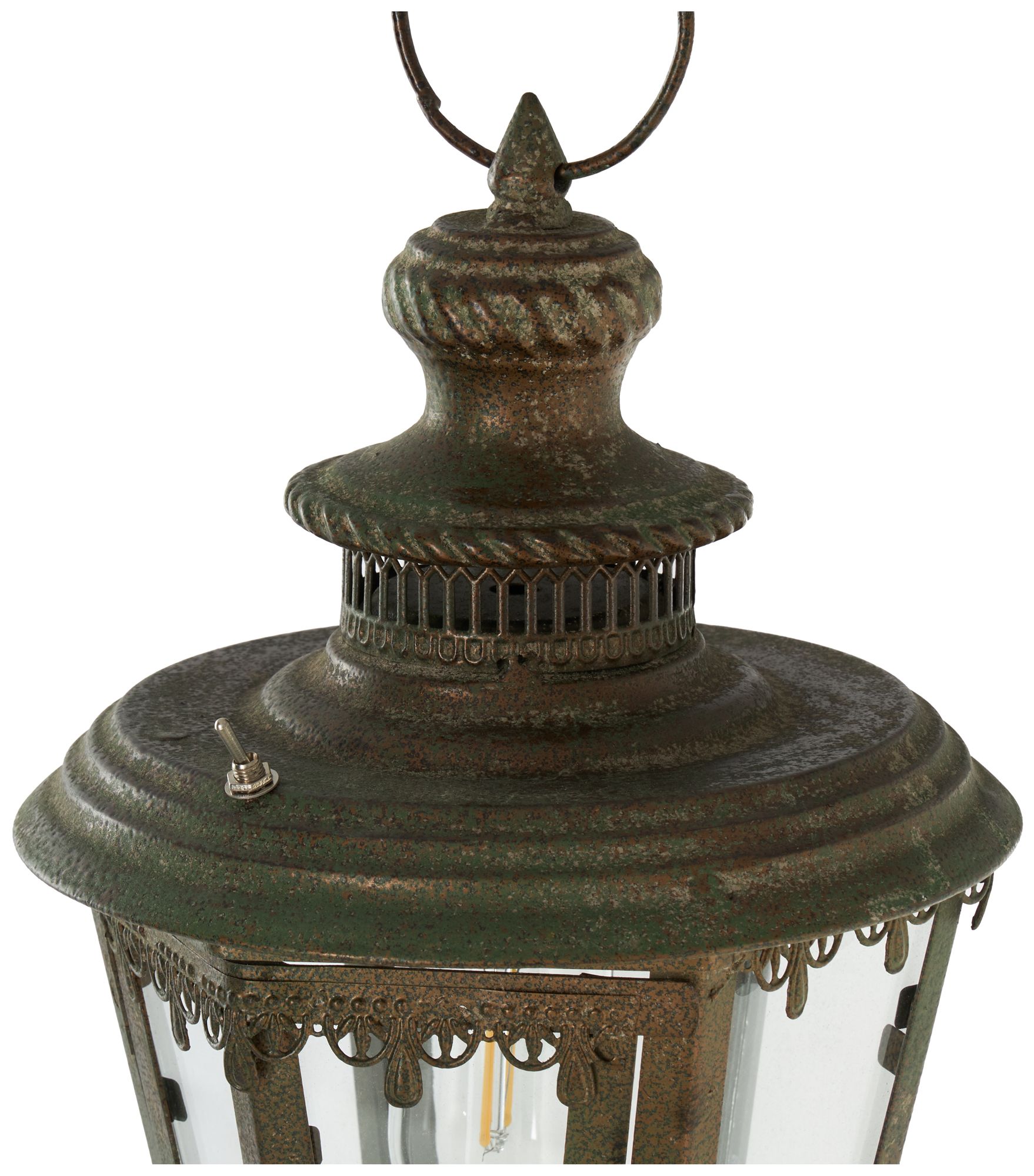 Image 3 Brown Metal Traditional Candle Lantern, 8" x 8" x 16" more views
