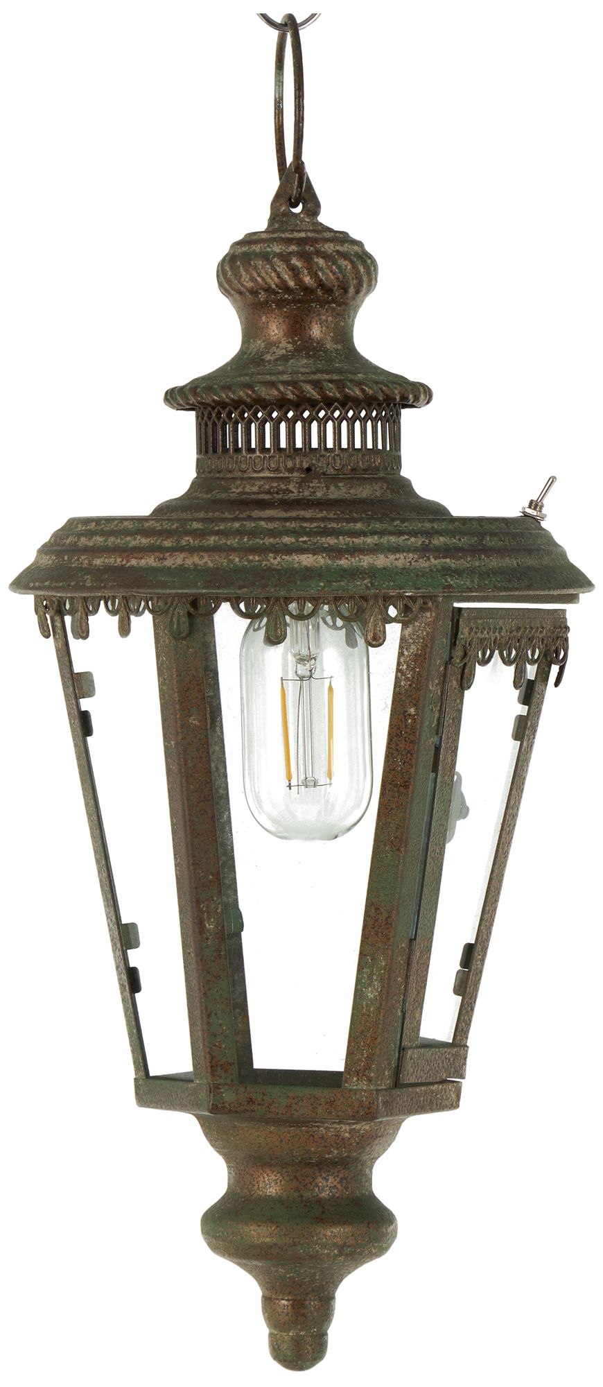 Image 5 Brown Metal Traditional Candle Lantern, 8" x 8" x 16" more views