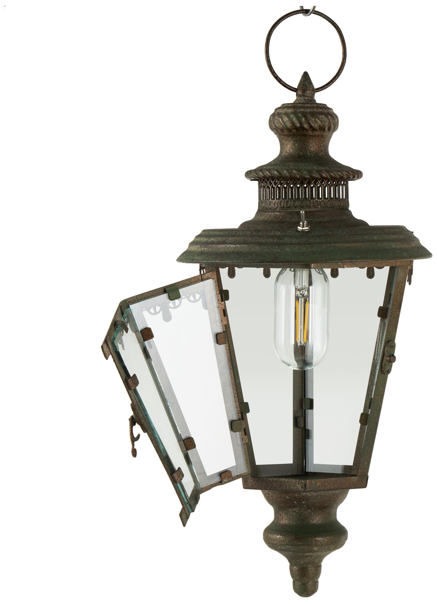 Image 6 Brown Metal Traditional Candle Lantern, 8" x 8" x 16" more views