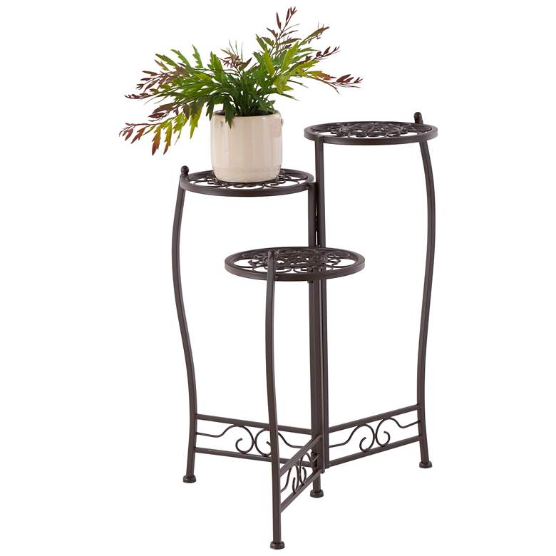 Image 1 Brown Metal Traditional Plantstand, 24" x 18" x 18"