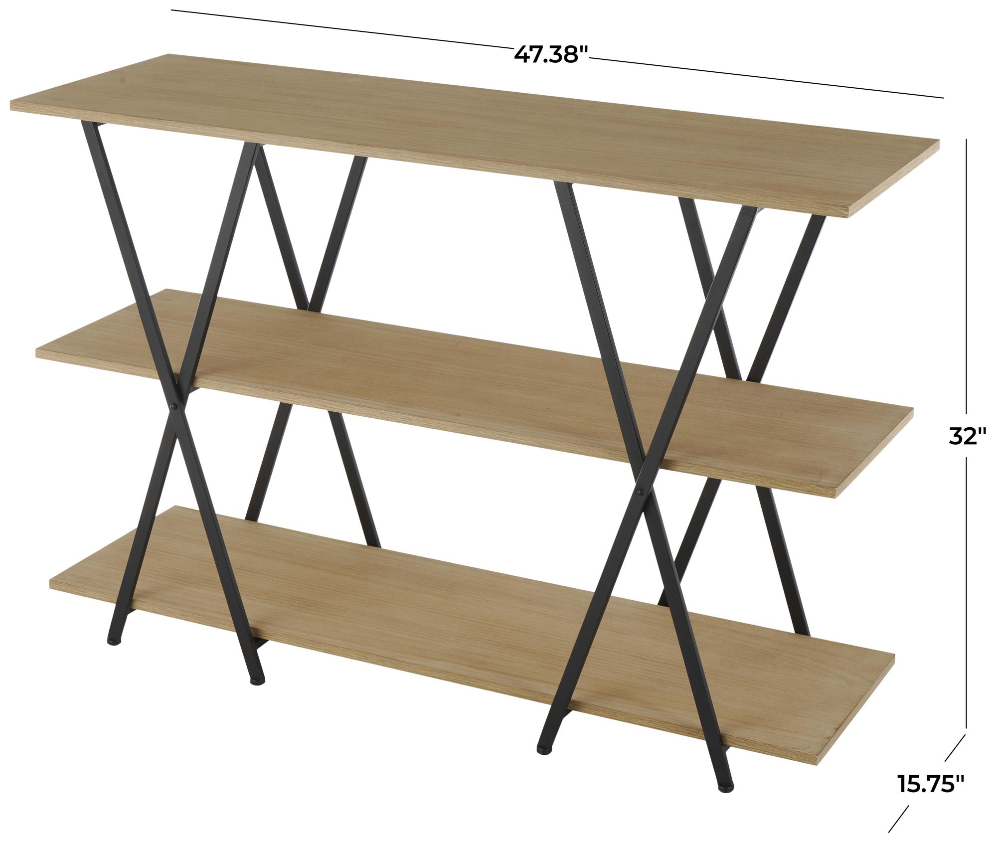 Image 7 Brown Metal Traditional Shelving Unit, 47" x 16" x 32" more views