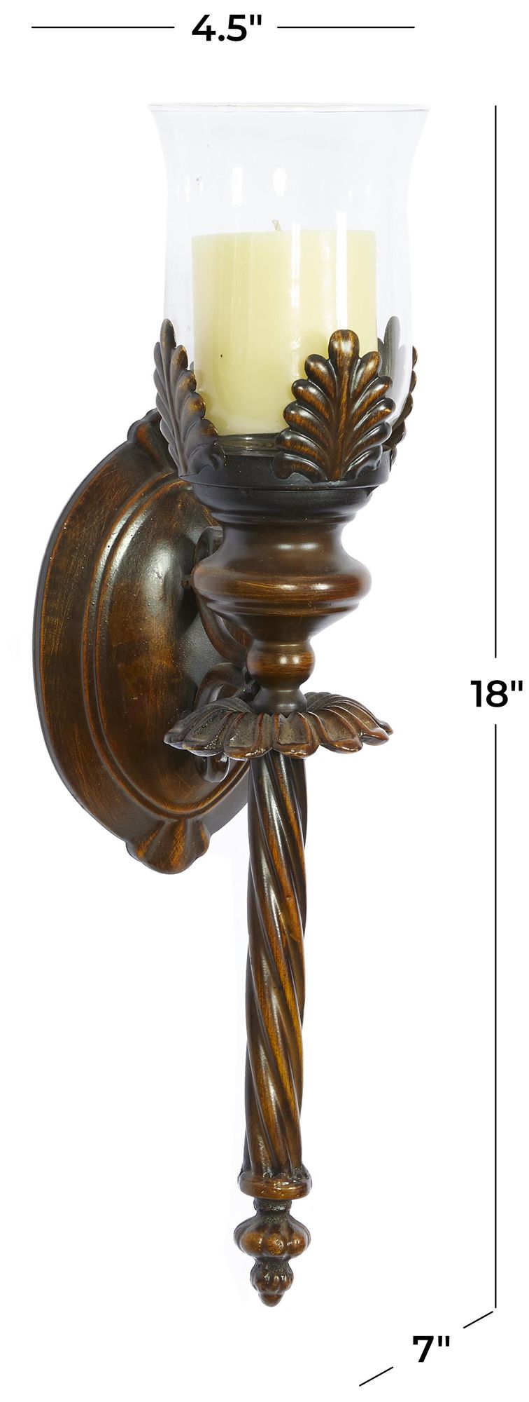 Image 7 Brown Metal Traditional Wall Sconce, 5" x 7" x 18" more views