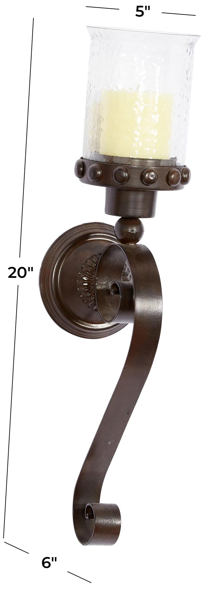 Image 7 Brown Metal Traditional Wall Sconce, 6" x 5" x 20" more views