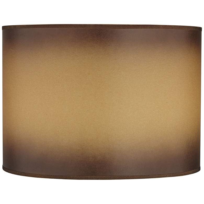 Image 1 Brown Parchment Paper Drum Lamp Shade 14x14x10 (Spider)