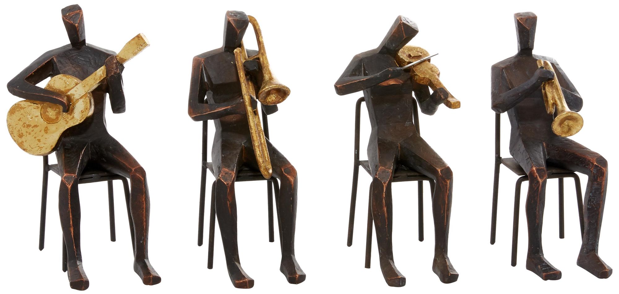 Image 2 Brown Polystone Modern Sculpture, S/4 5"W, 8"H