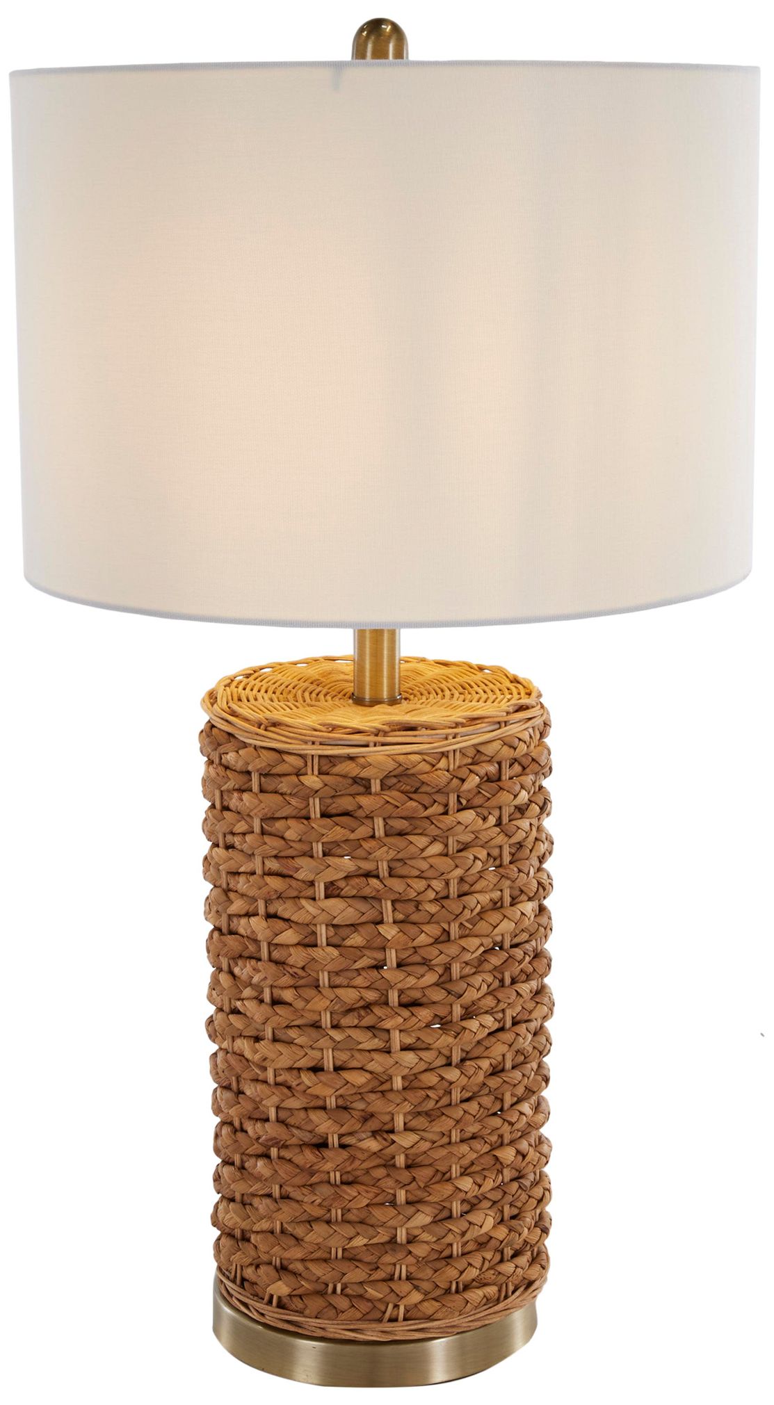 Brown Rattan Bohemian Table Lamp, 15" x 15" x 28"