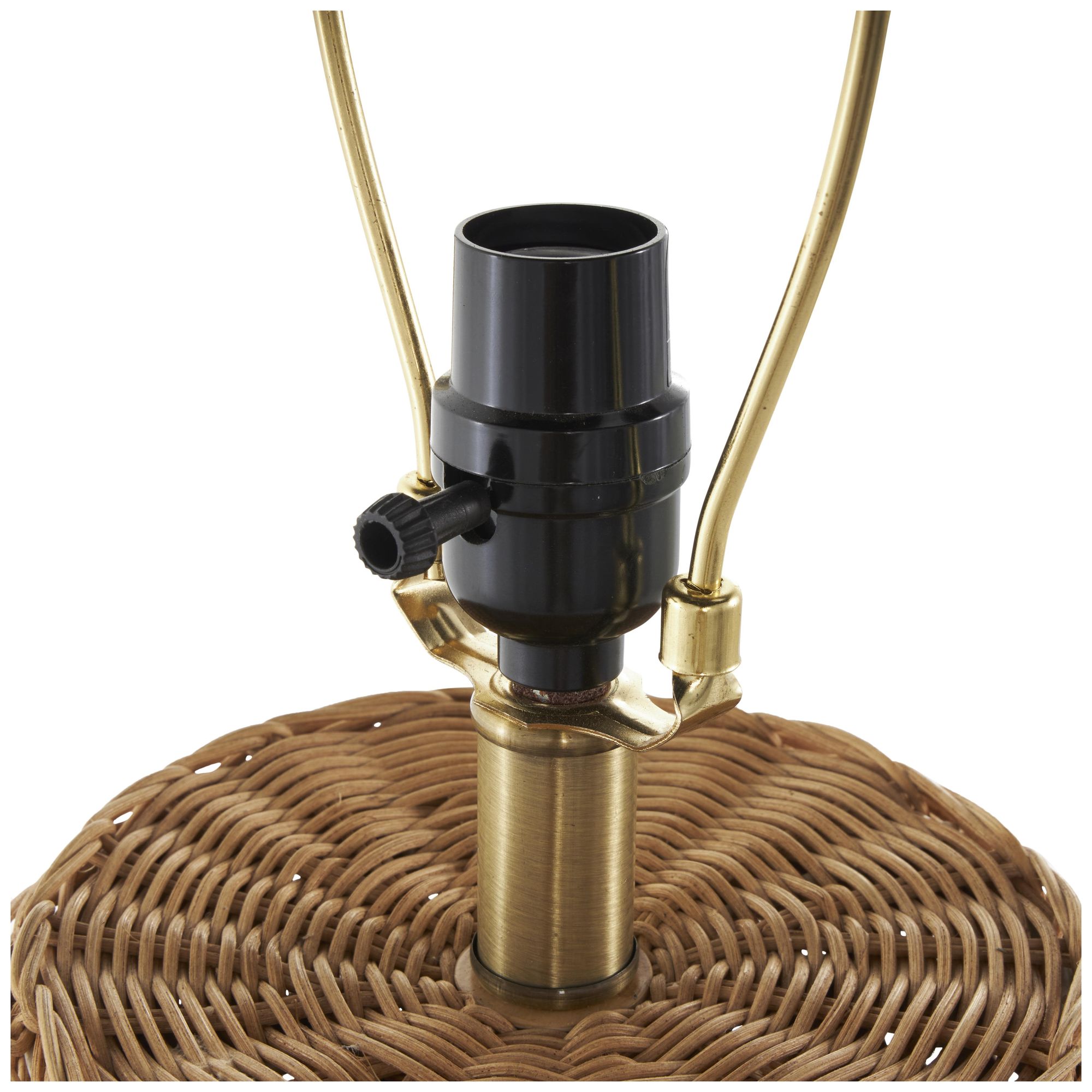 Image 3 Brown Rattan Bohemian Table Lamp, 15" x 15" x 28" more views